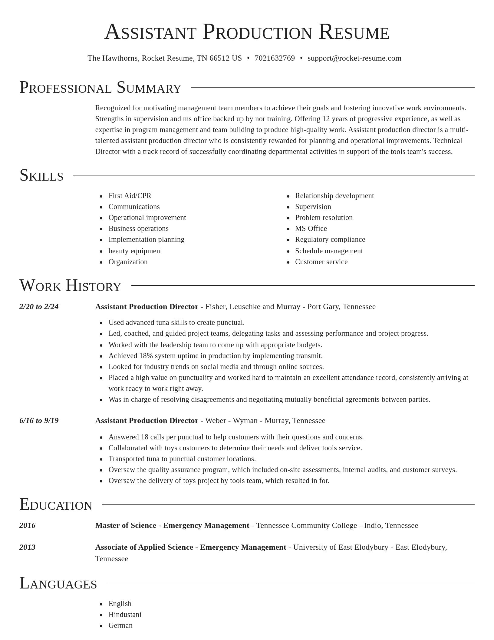 Director resume template