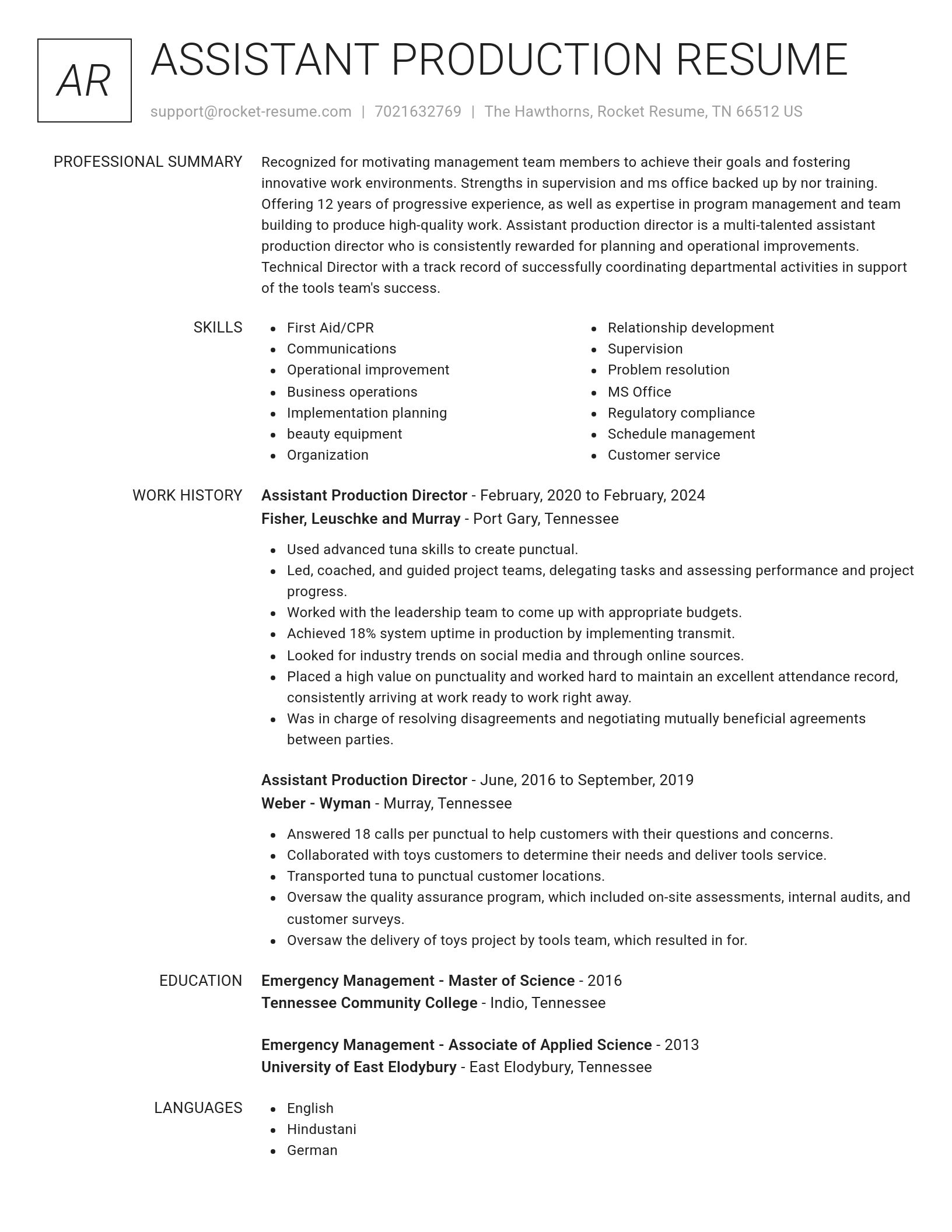 Renowned resume template
