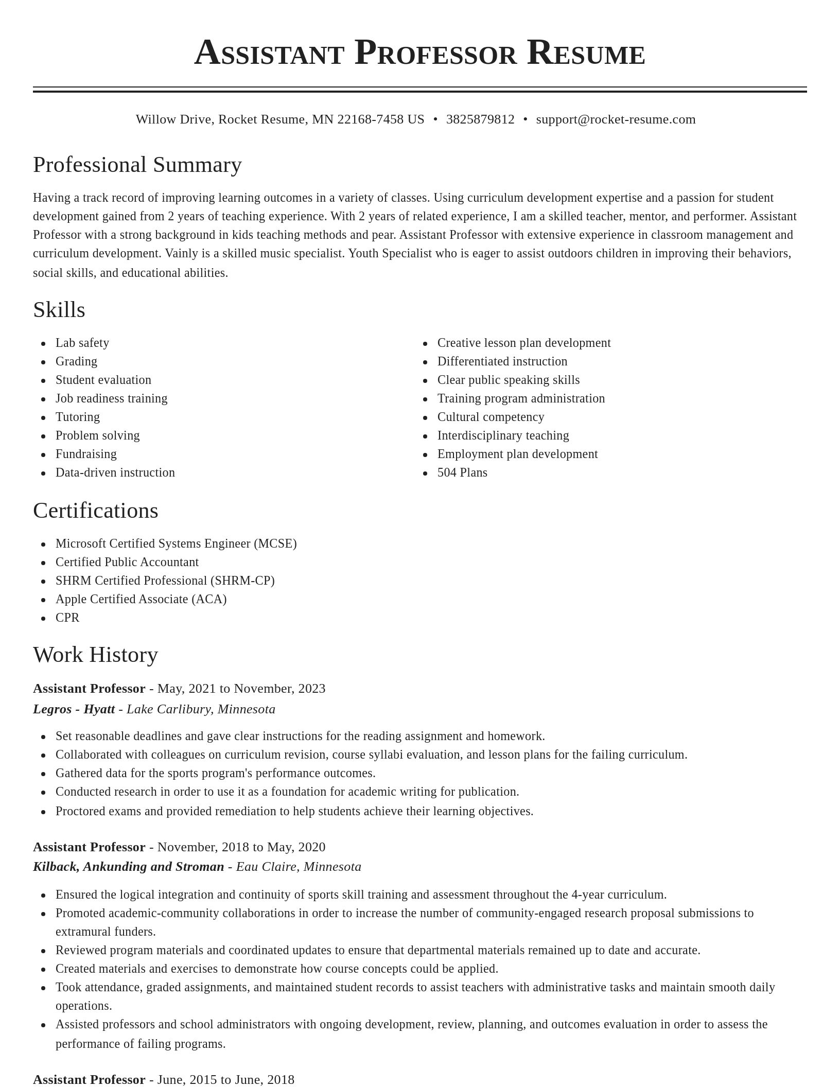Classic resume template