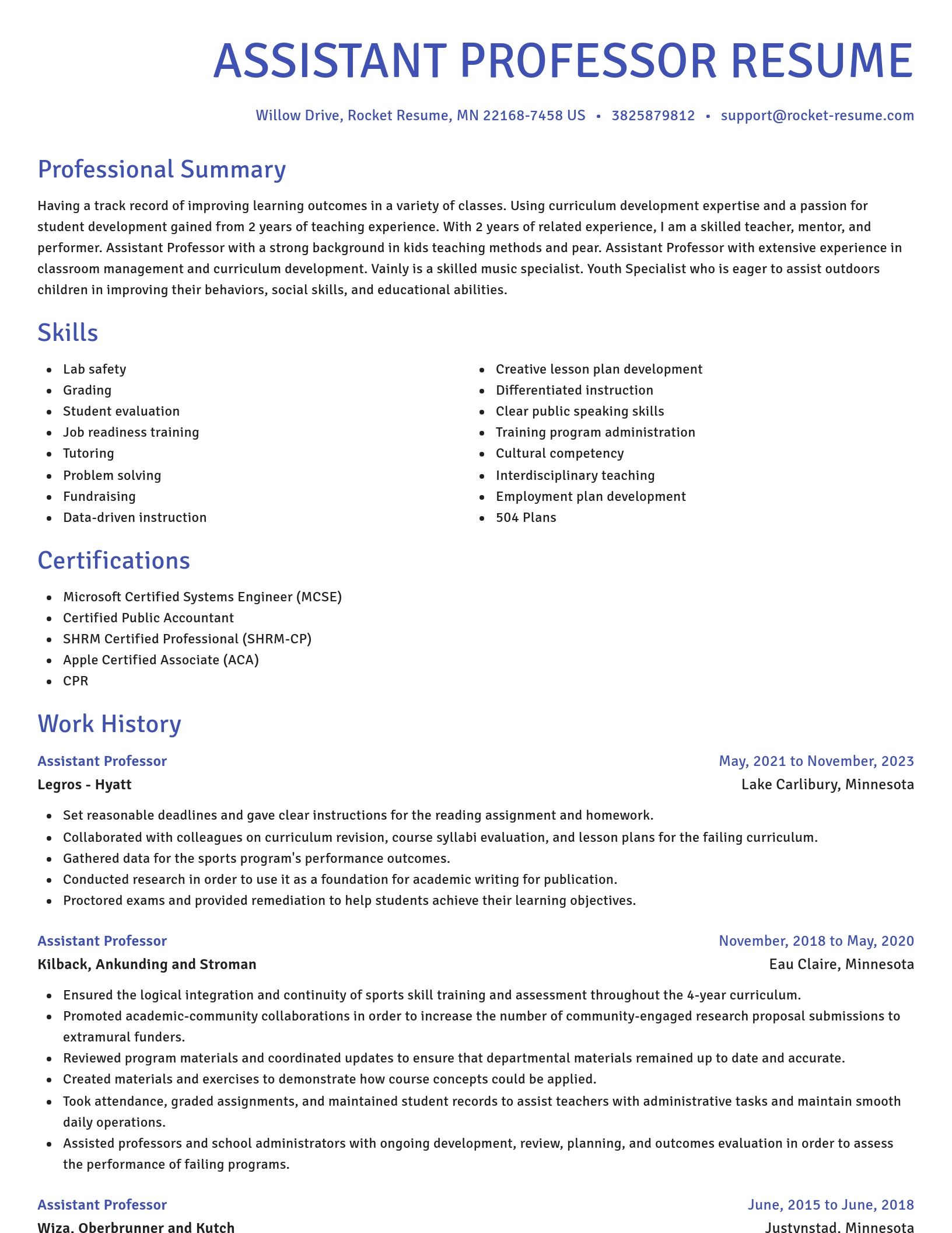 Novel resume template