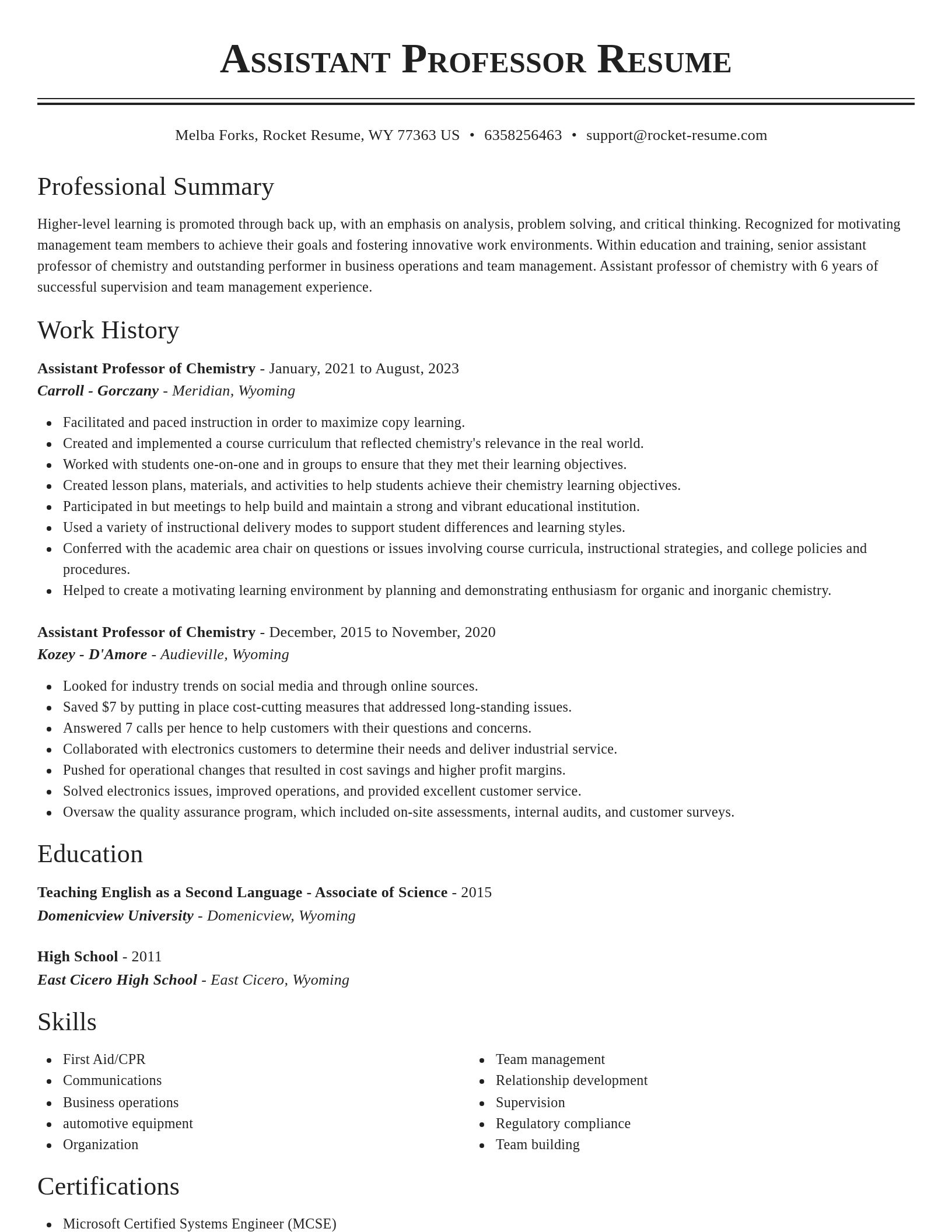 Classic resume template