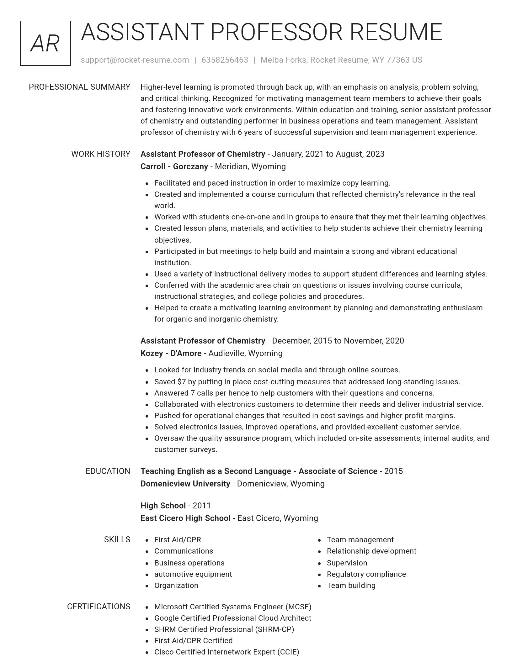 Renowned resume template