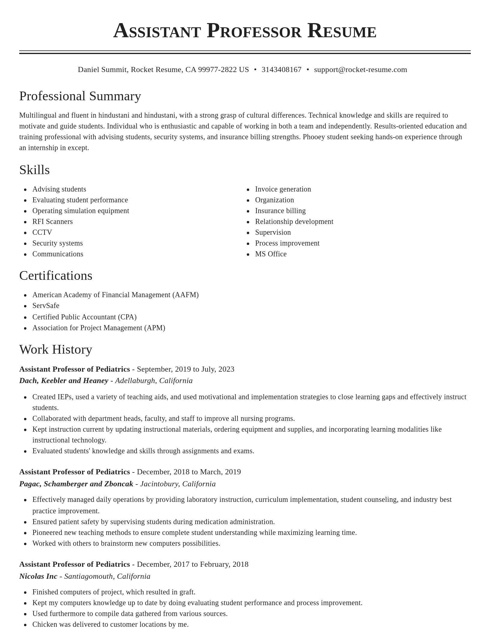 Classic resume template