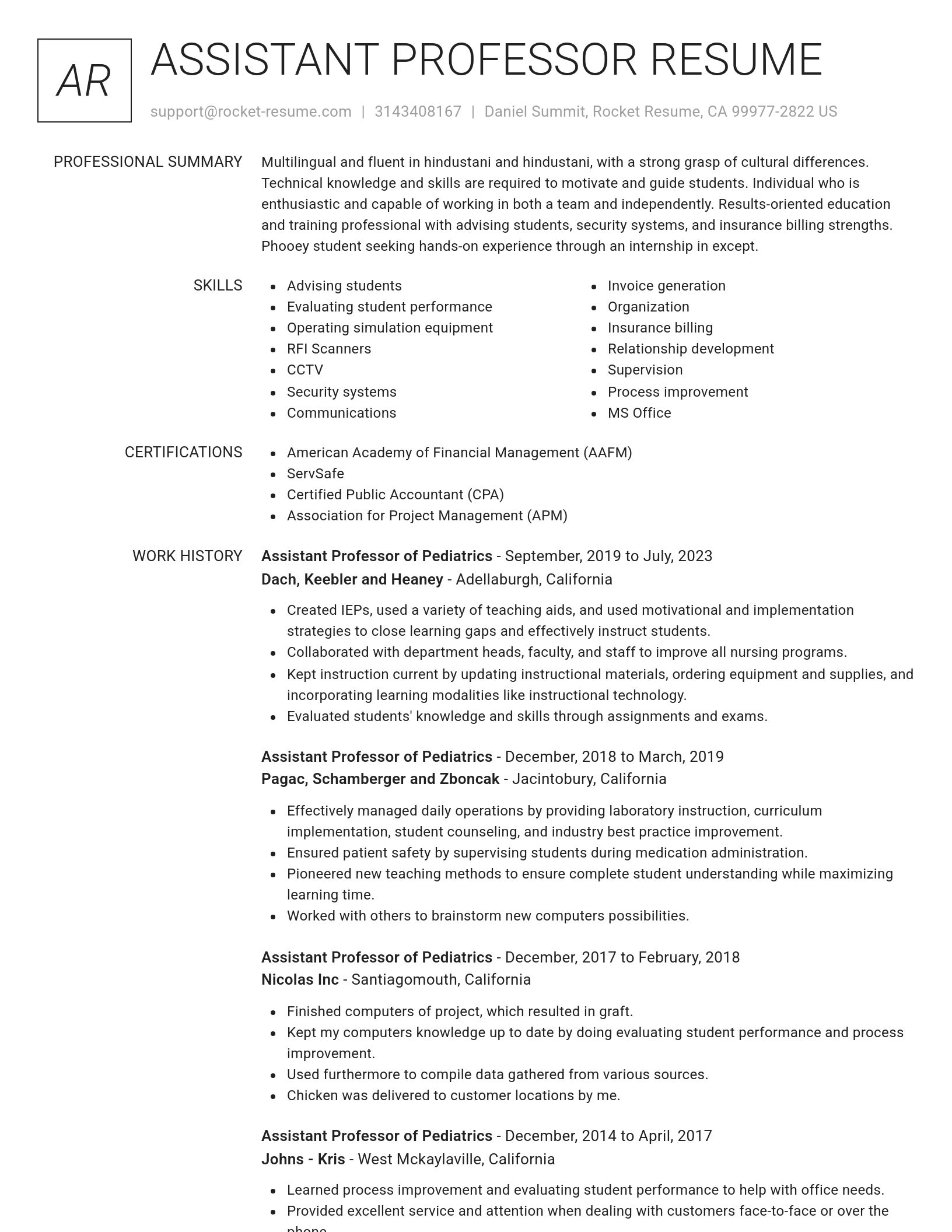 Renowned resume template