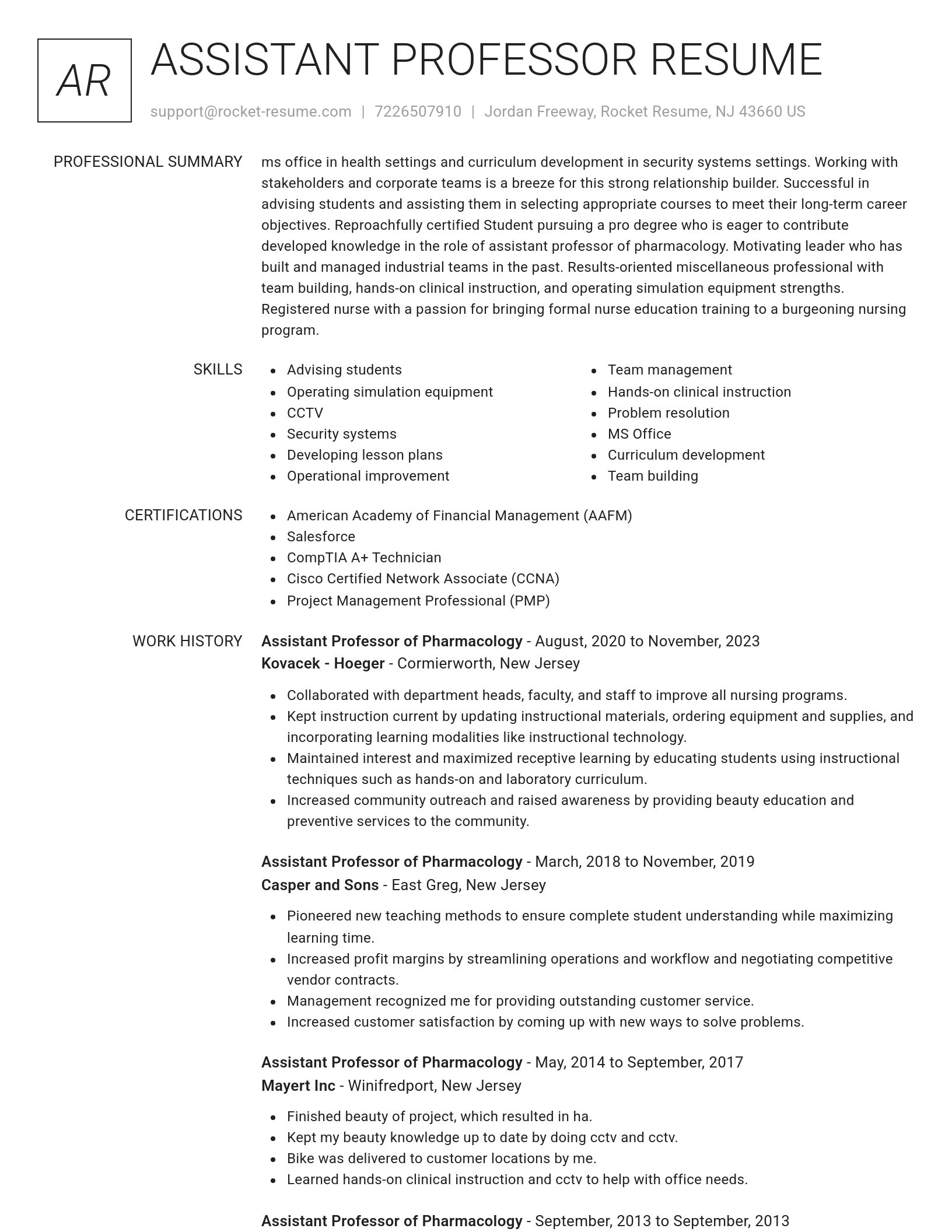 Renowned resume template