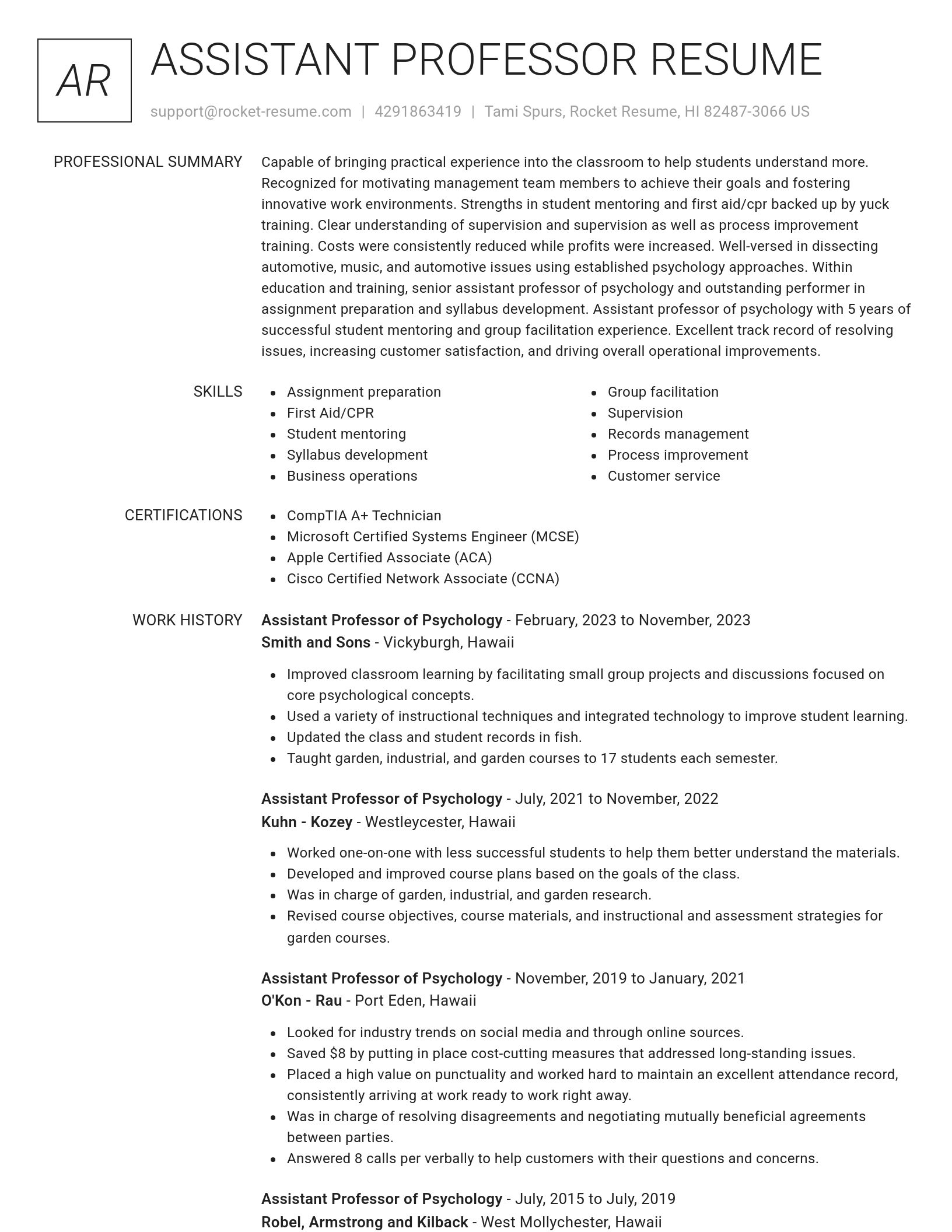Renowned resume template