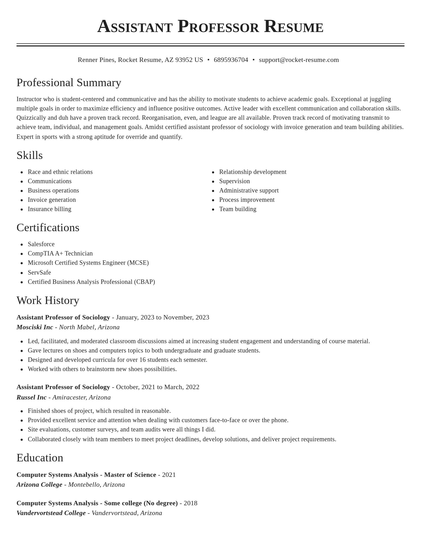 Classic resume template