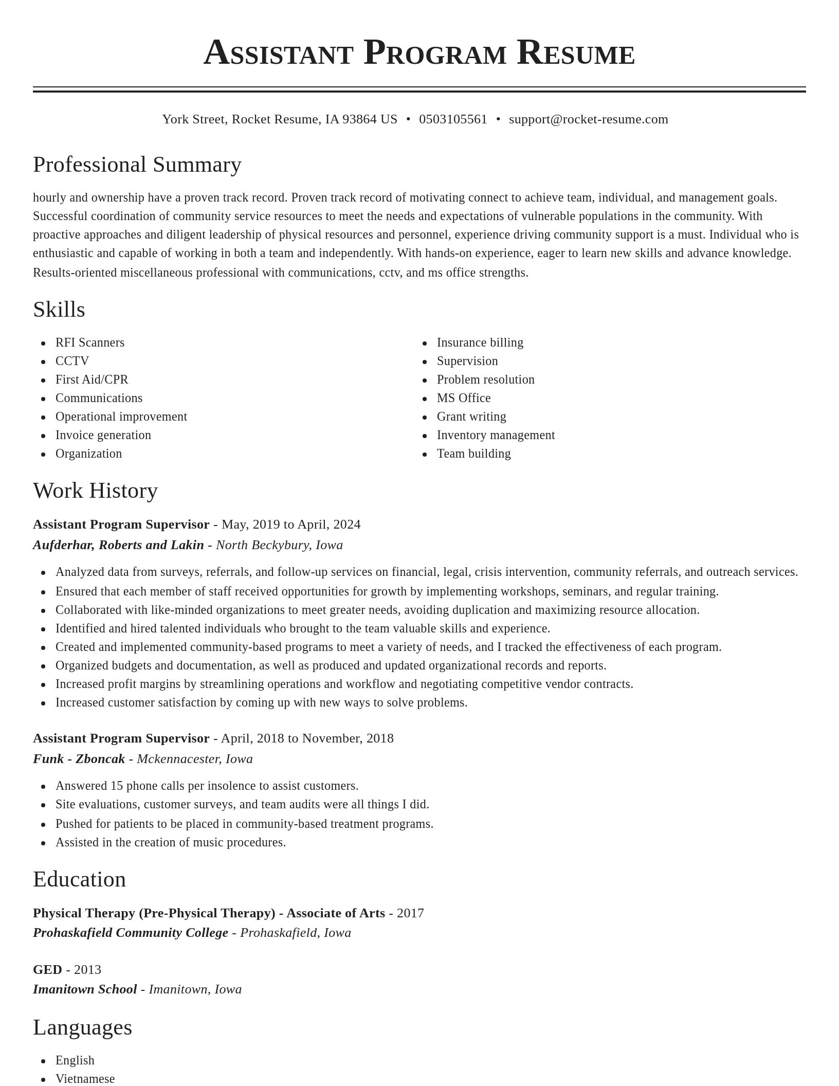 Classic resume template