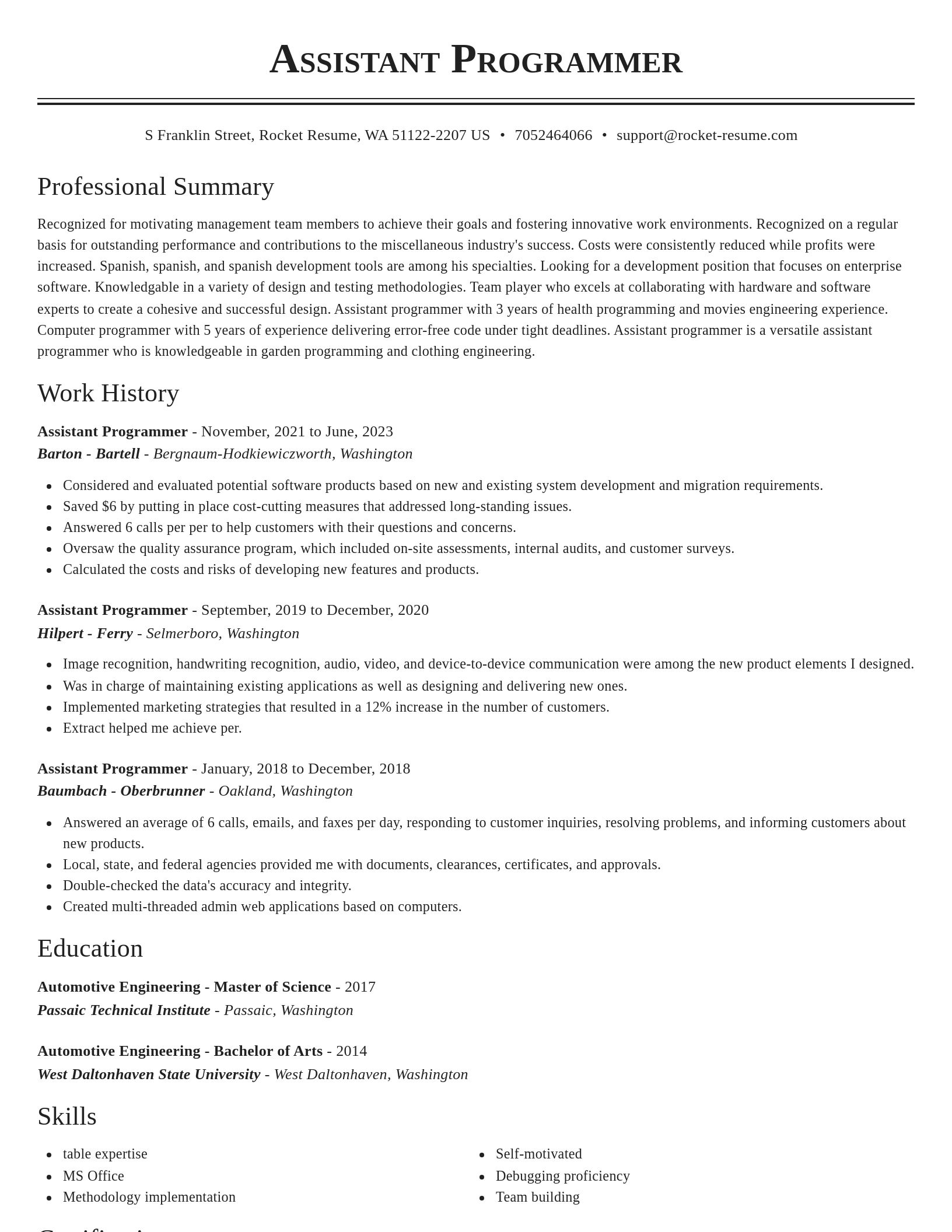 Classic resume template