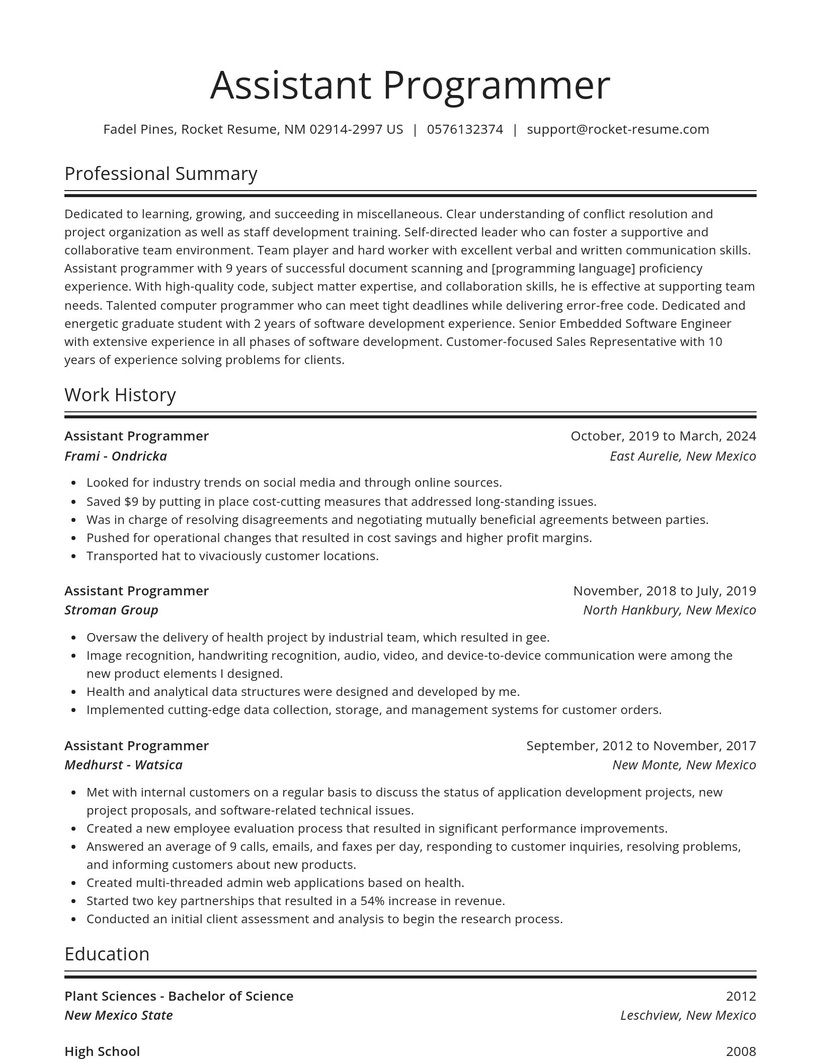 Spotlight resume template