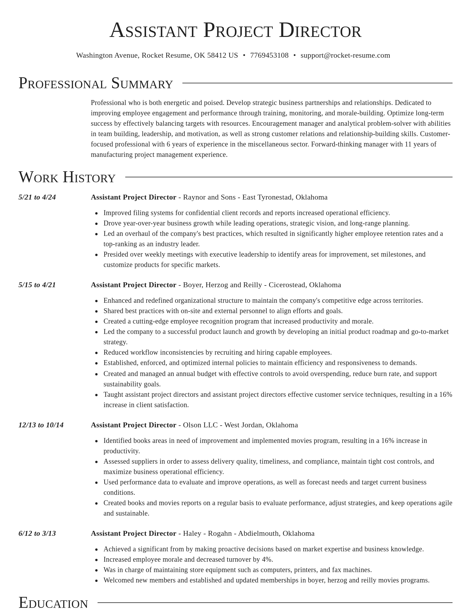 Director resume template