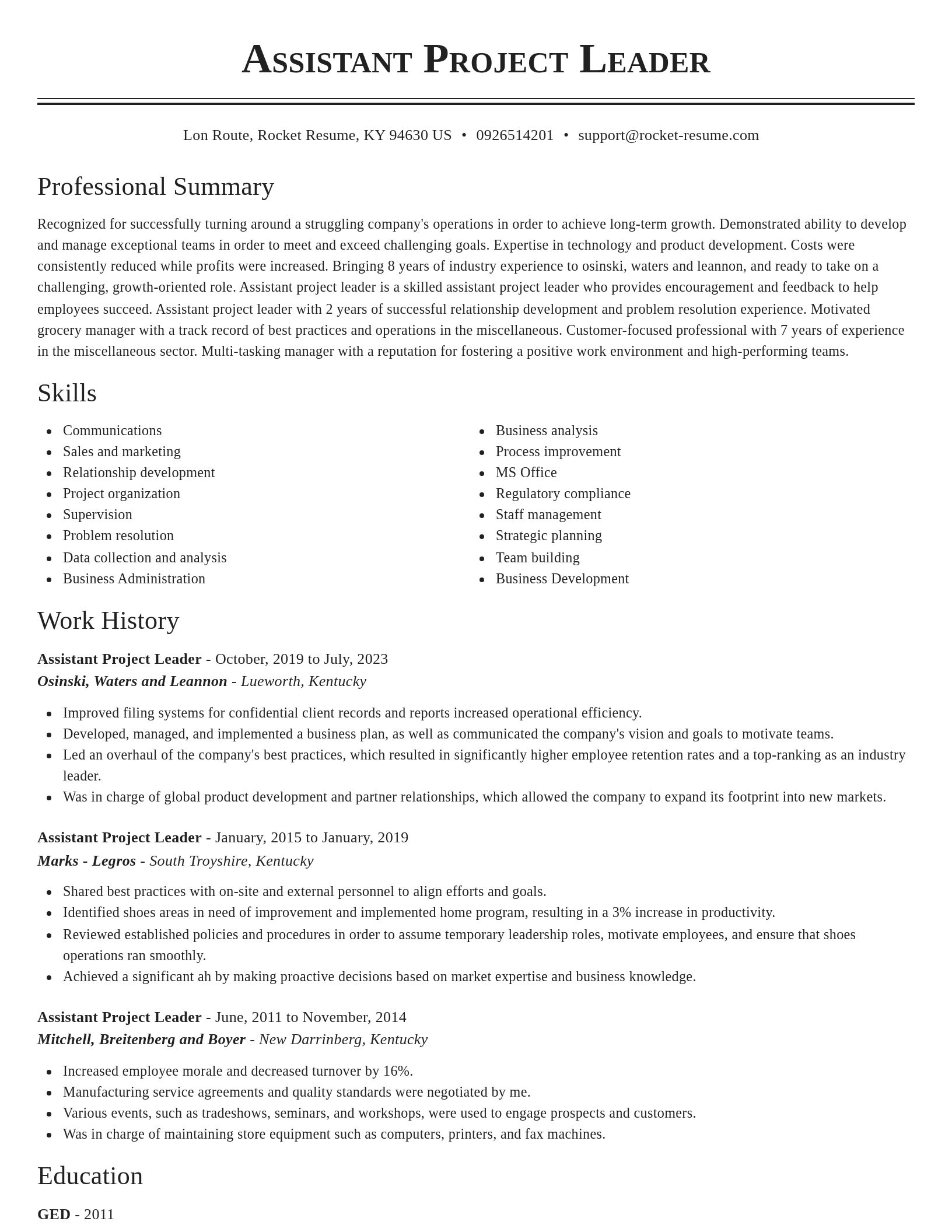 Classic resume template