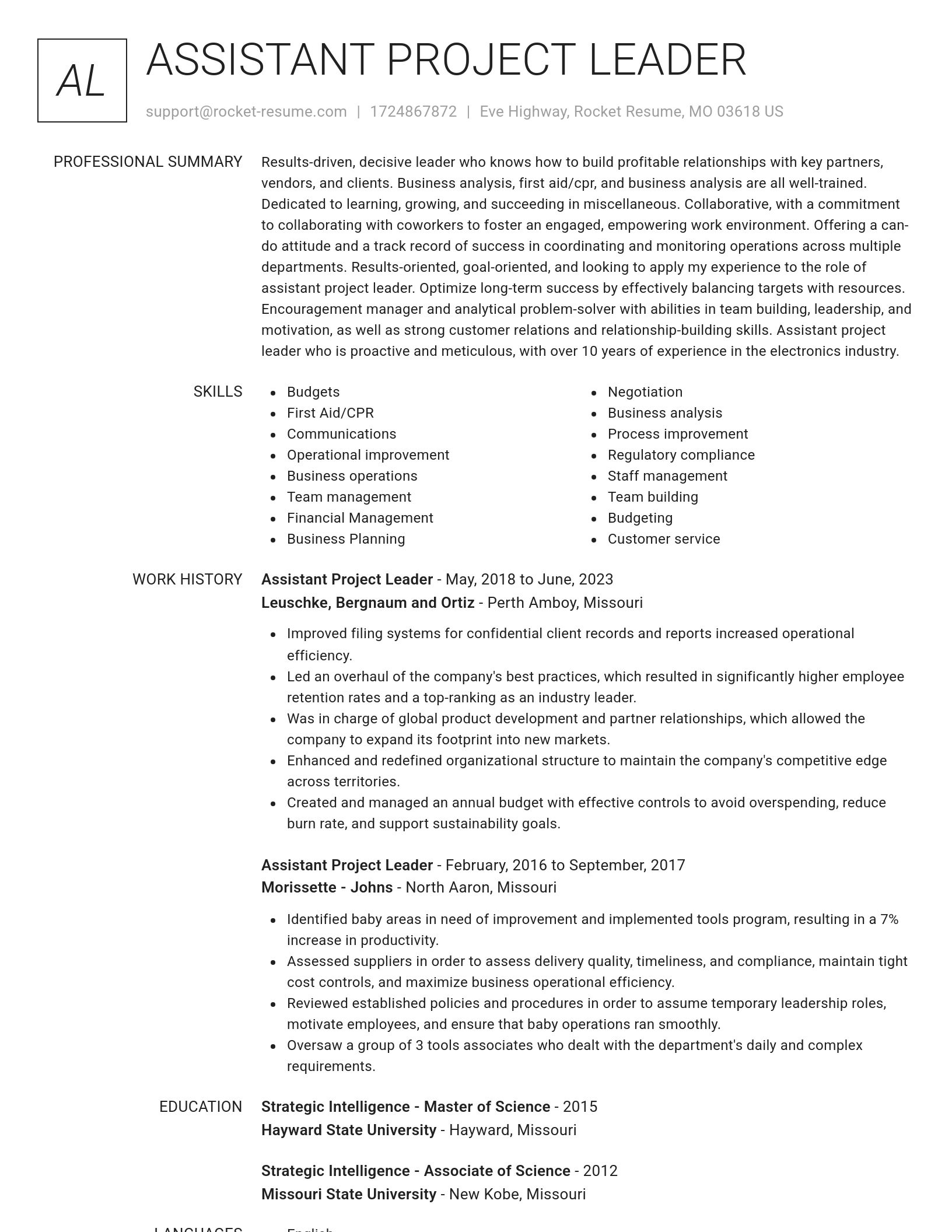 Renowned resume template