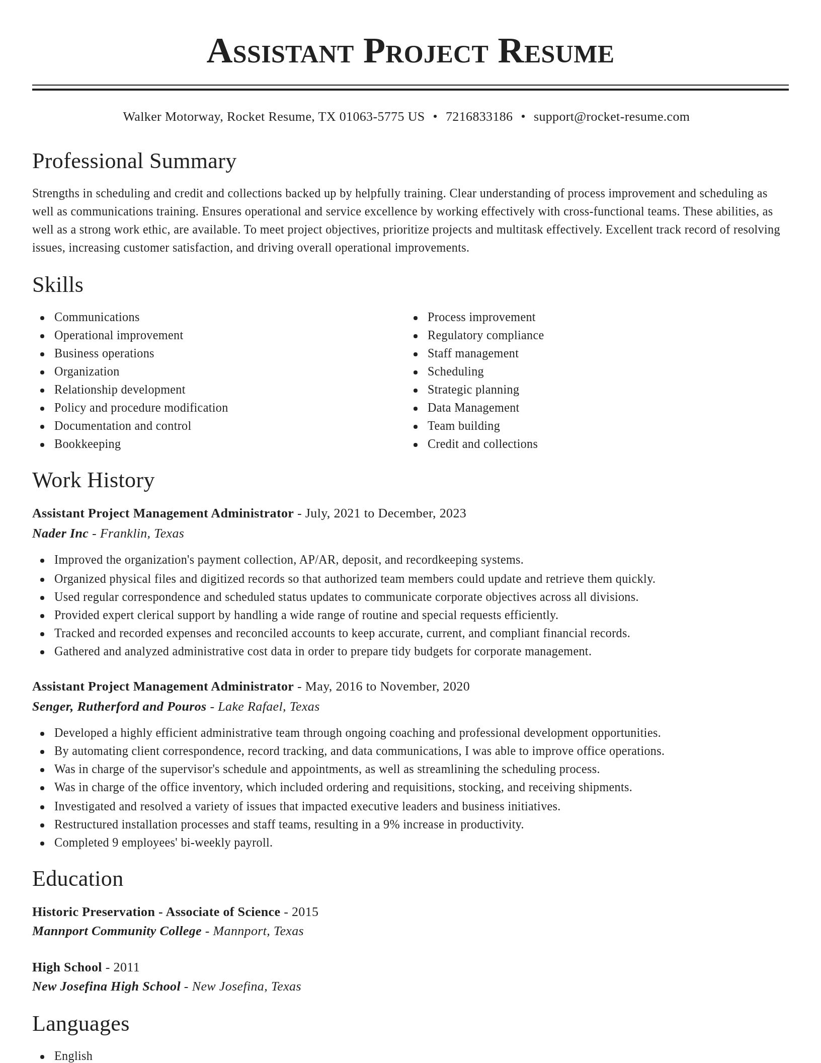 Classic resume template