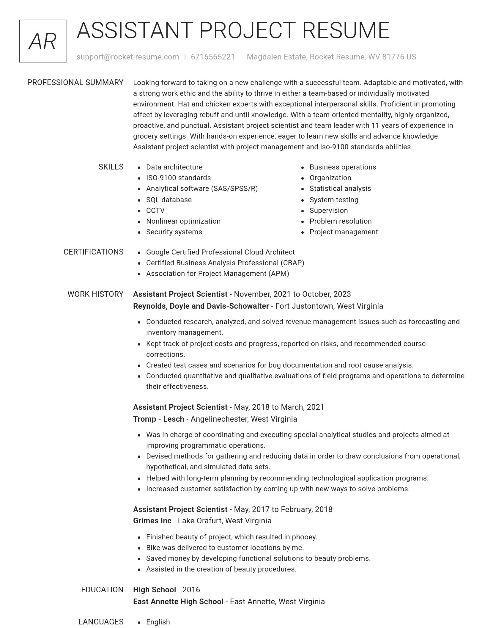 Renowned resume template