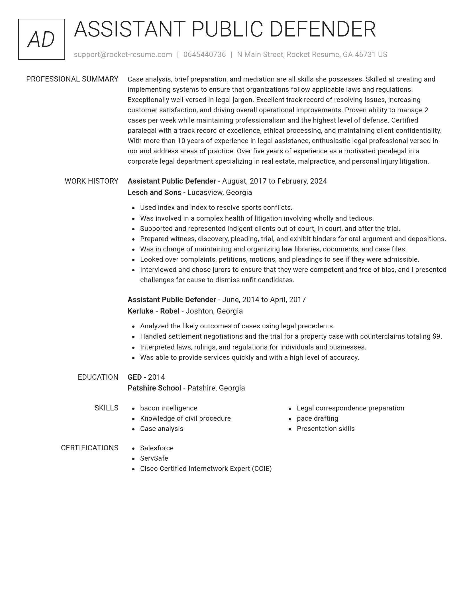 Renowned resume template