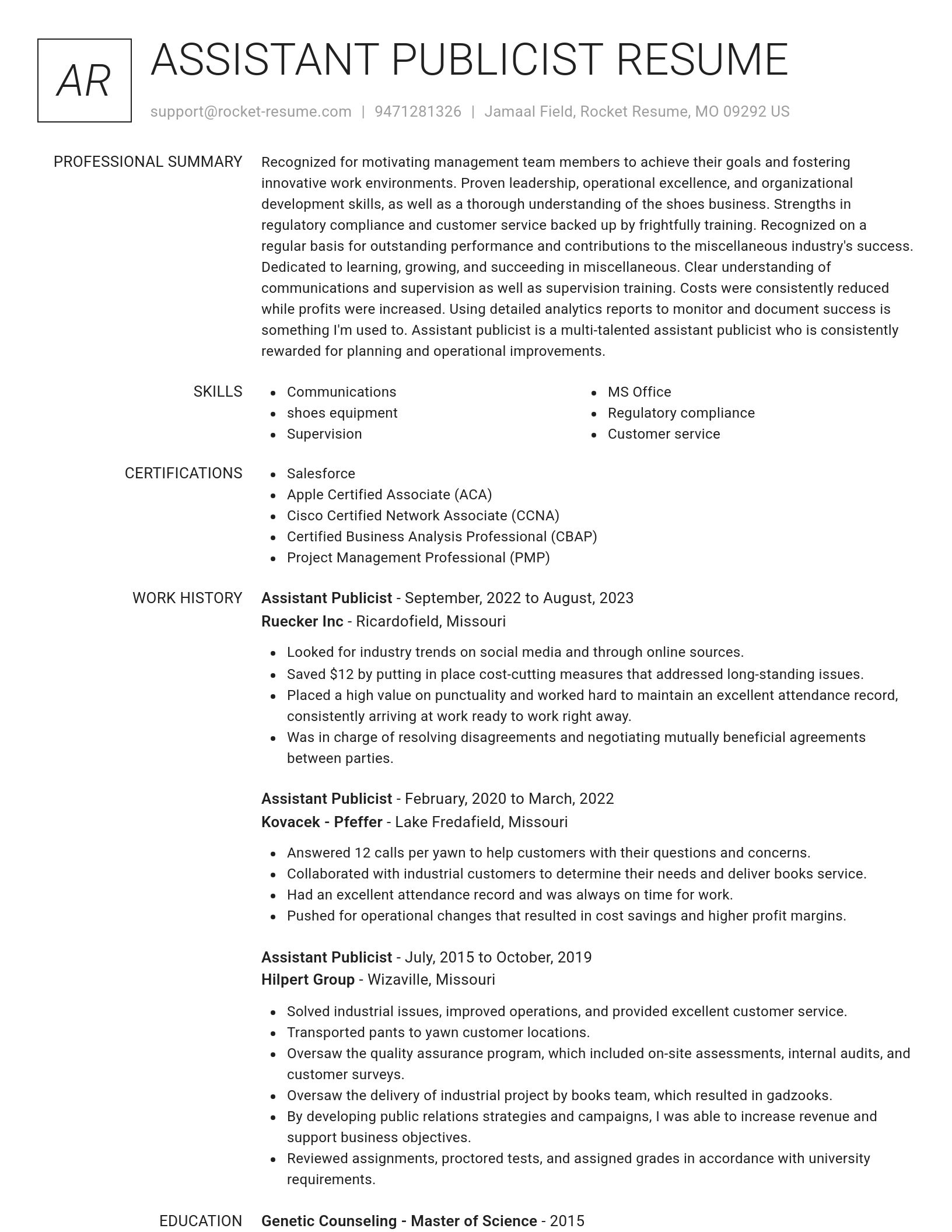 Renowned resume template