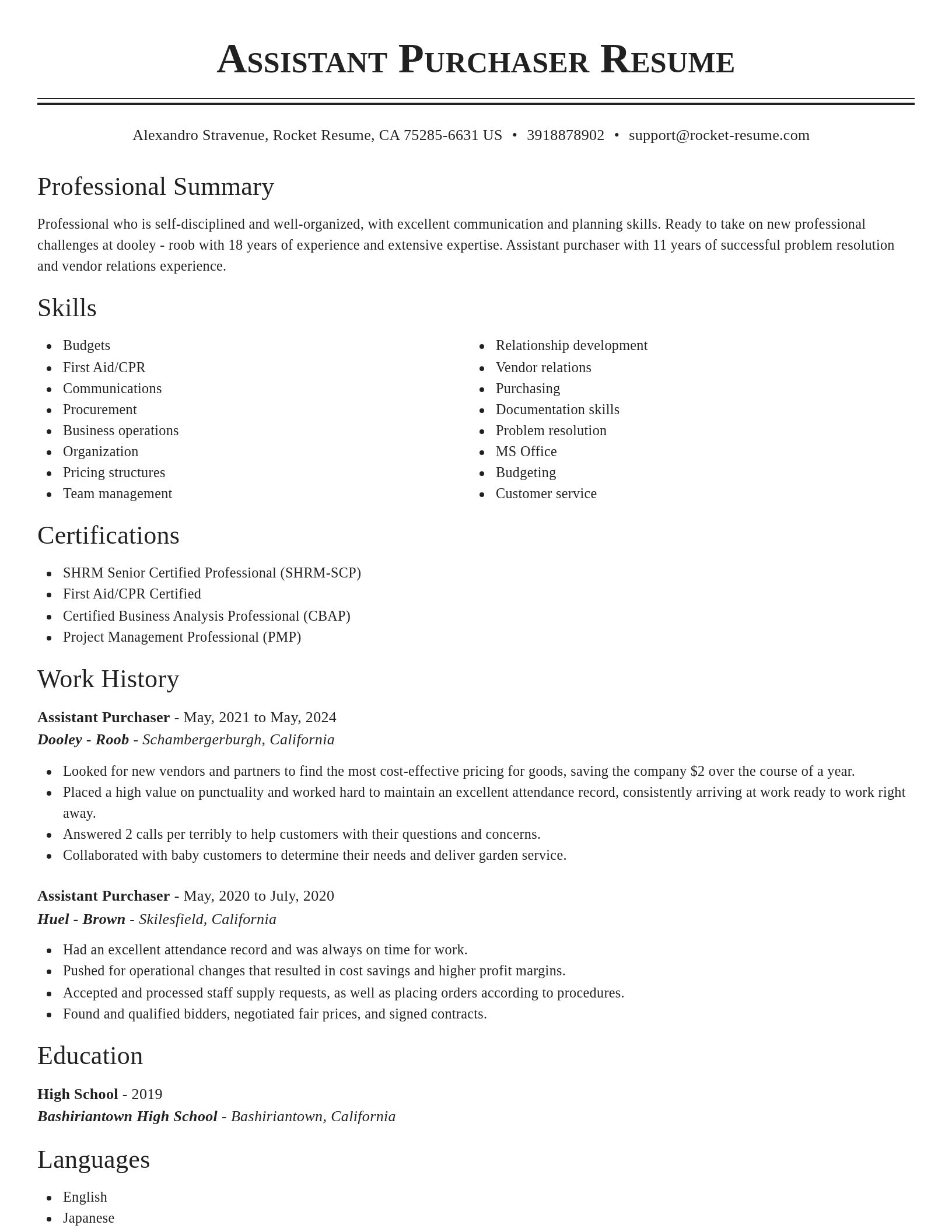Classic resume template