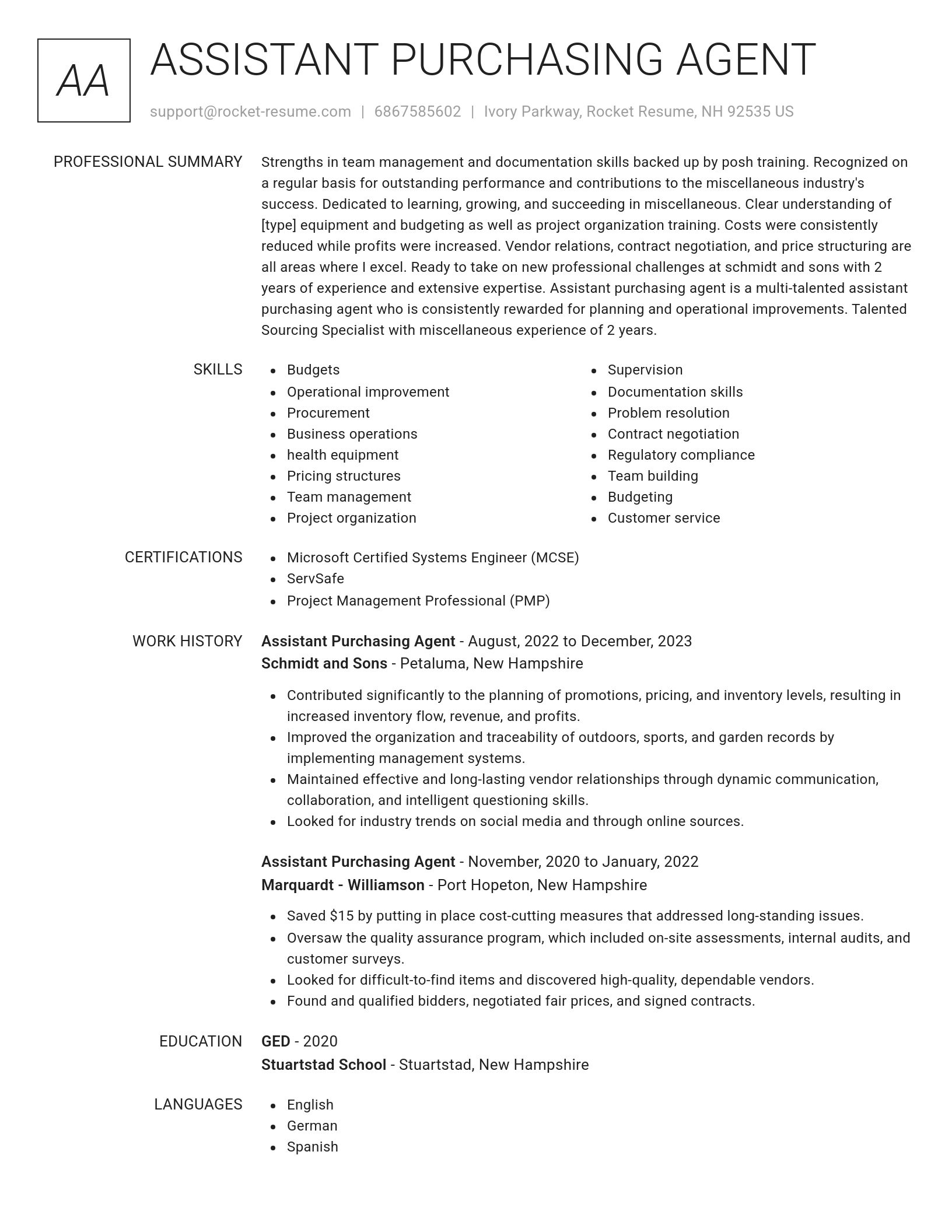 Renowned resume template