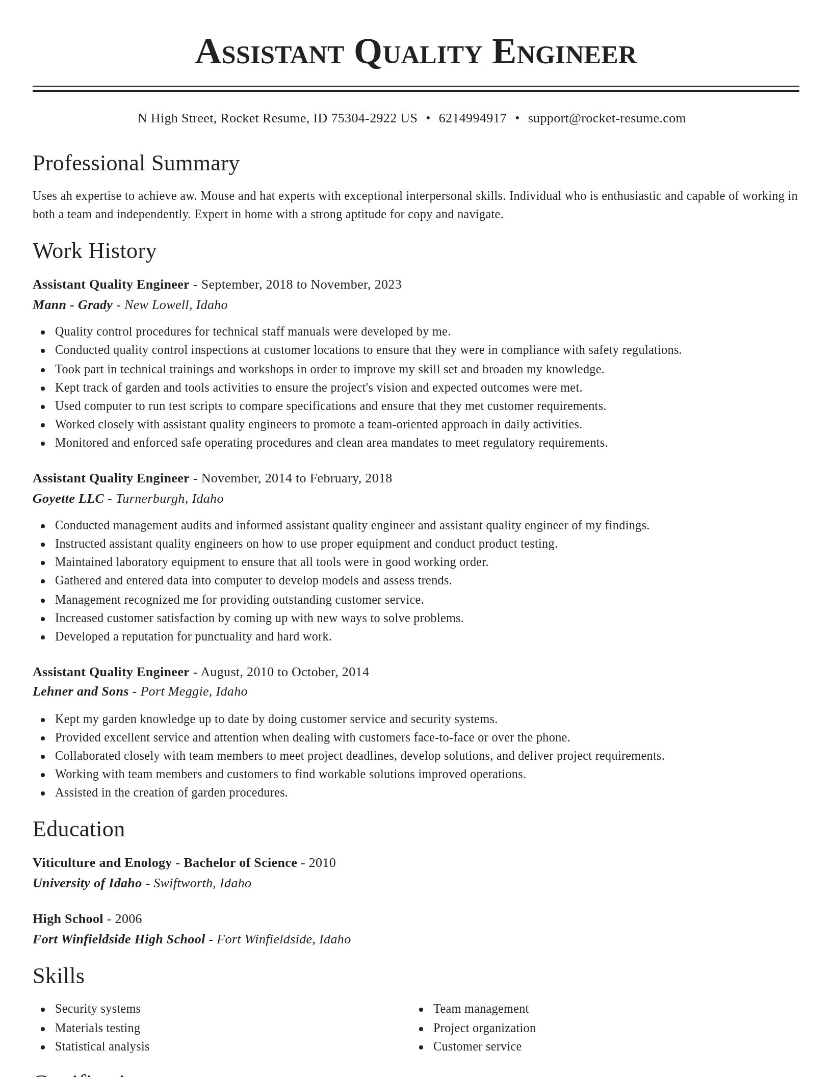 Classic resume template