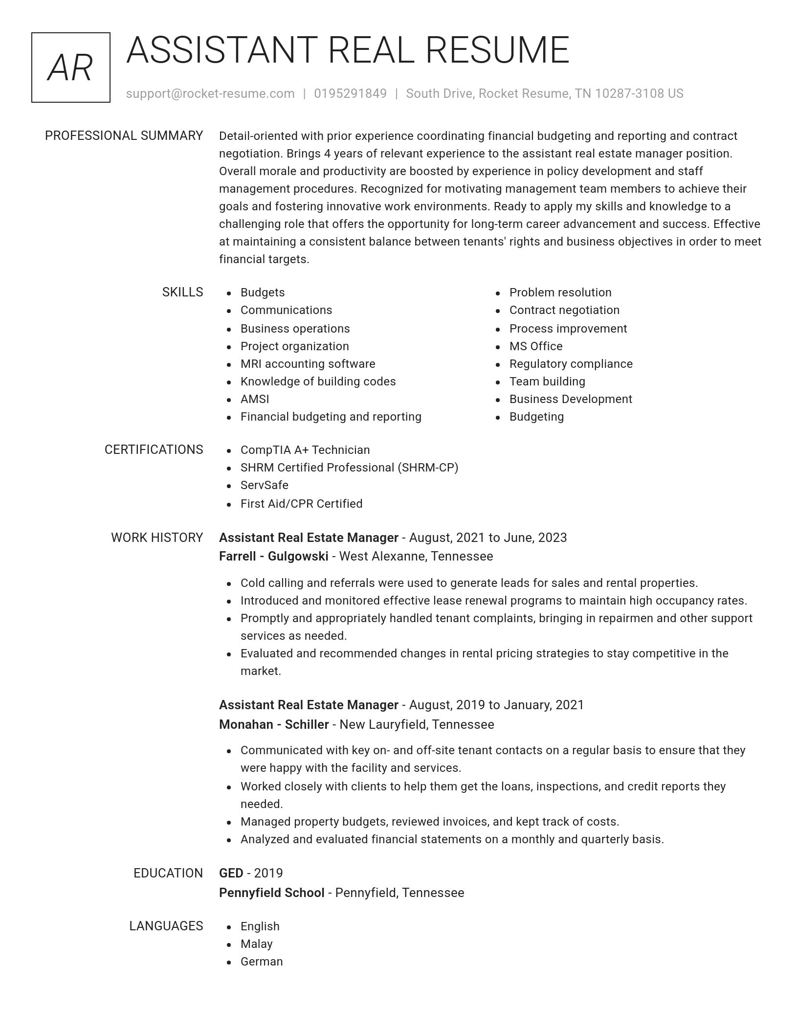 Renowned resume template