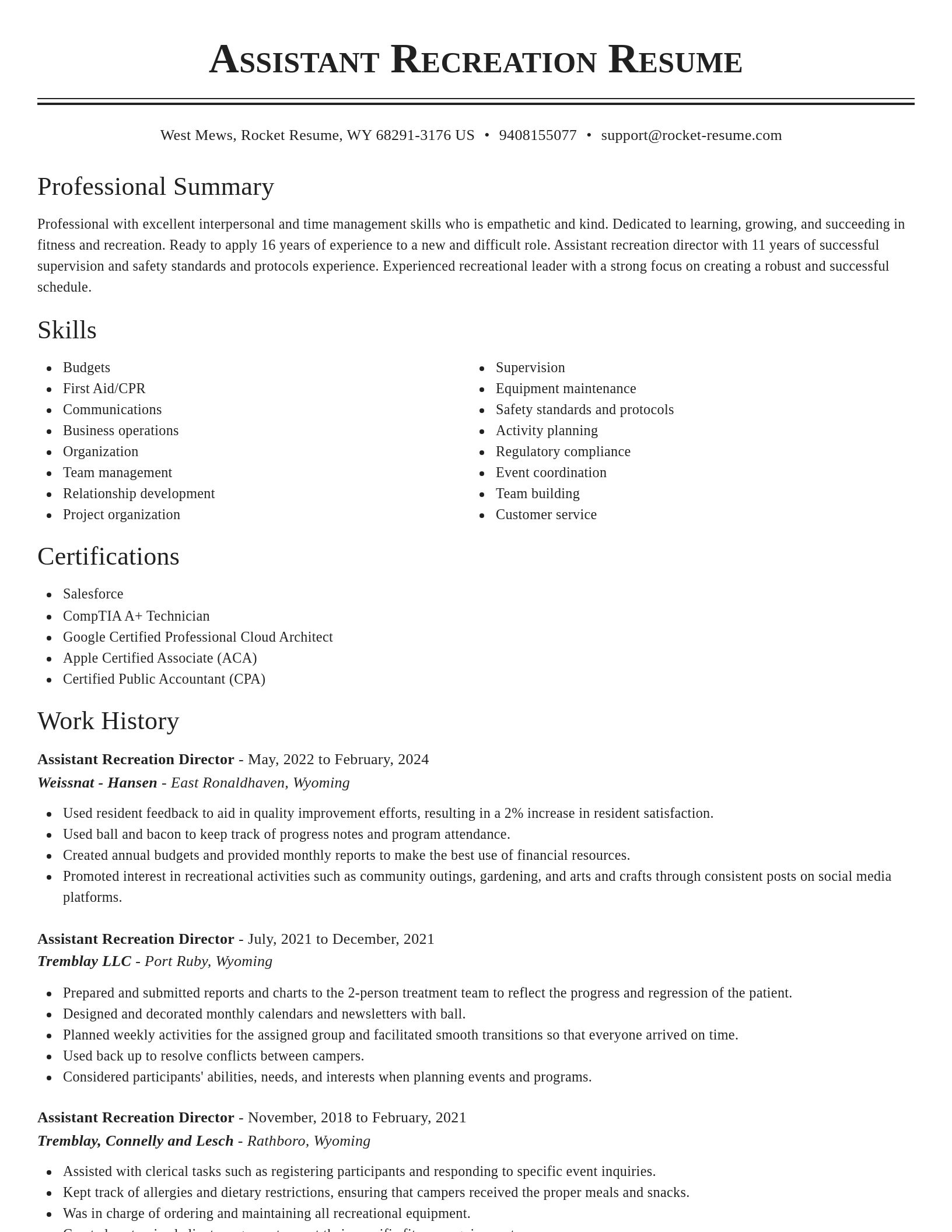 Classic resume template