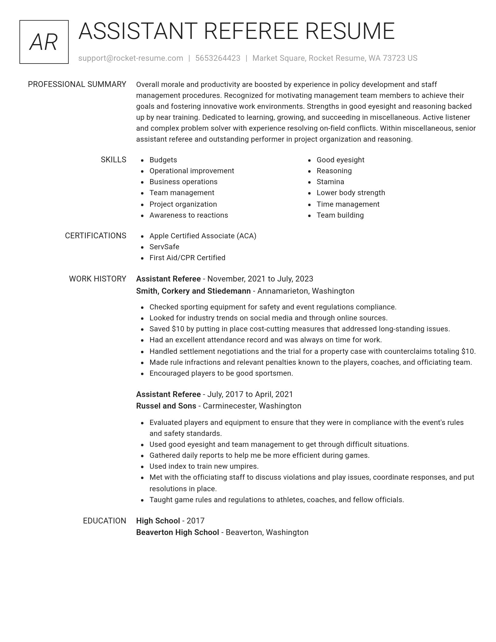 Renowned resume template