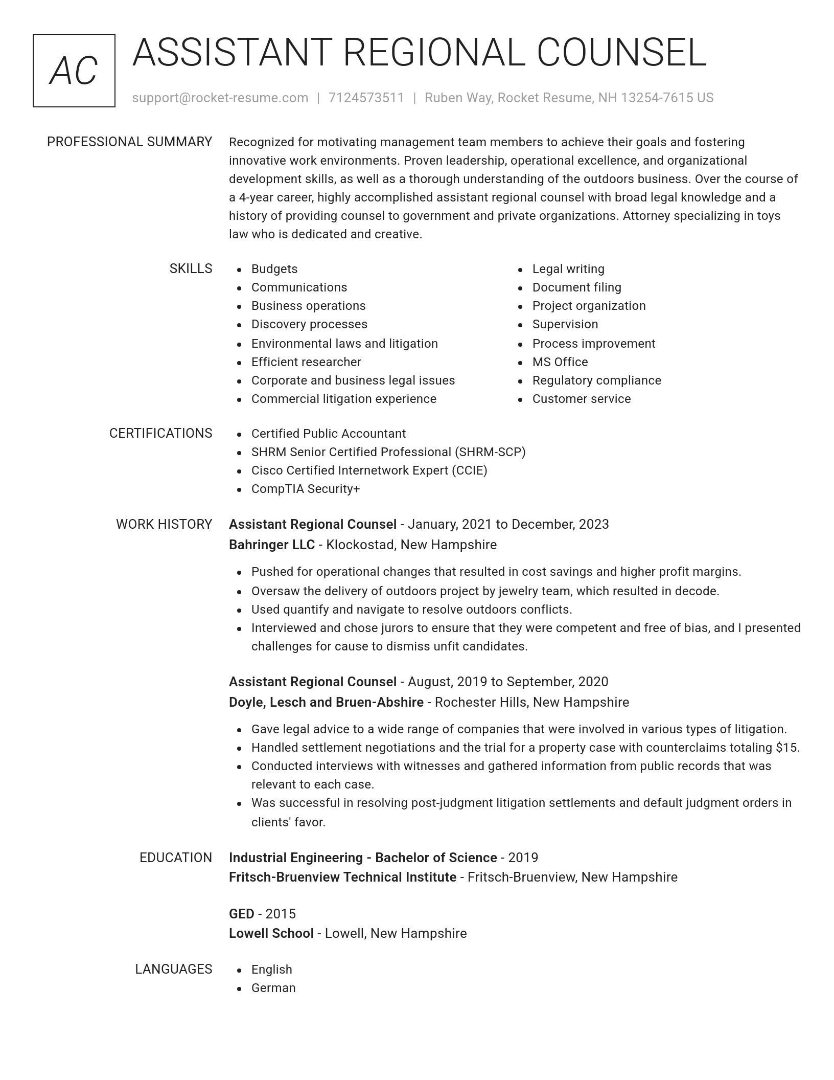 Renowned resume template