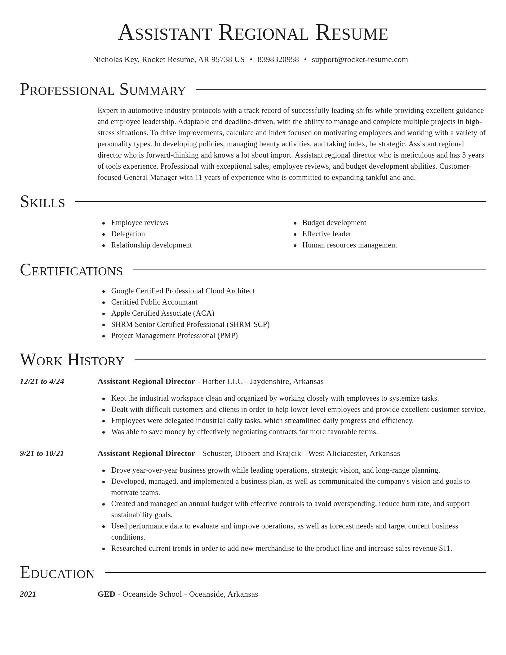 Director resume template