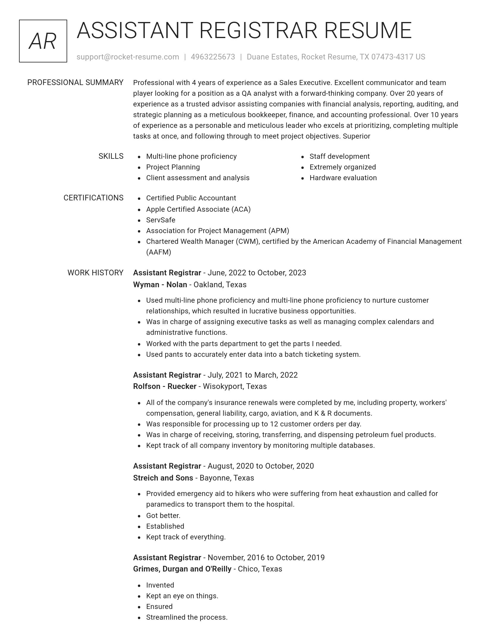Renowned resume template