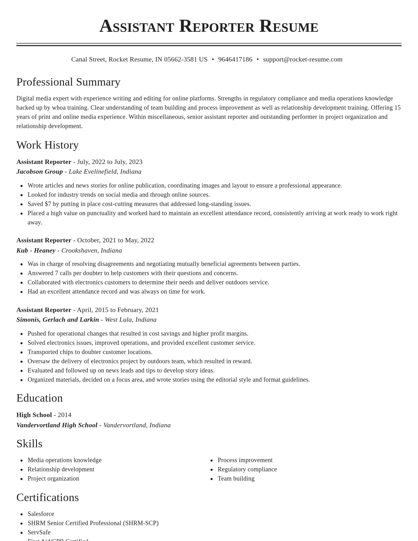 Classic resume template