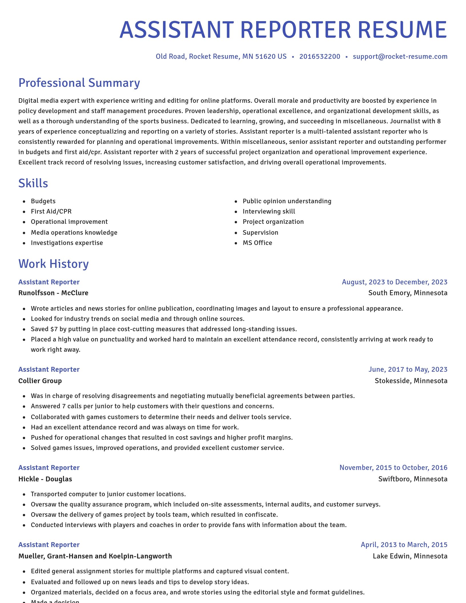 Novel resume template