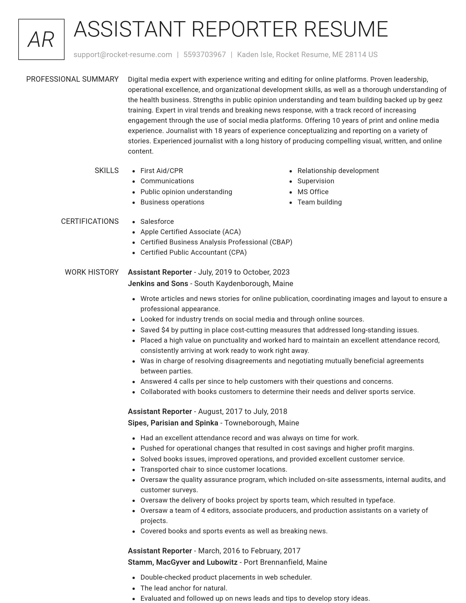 Renowned resume template