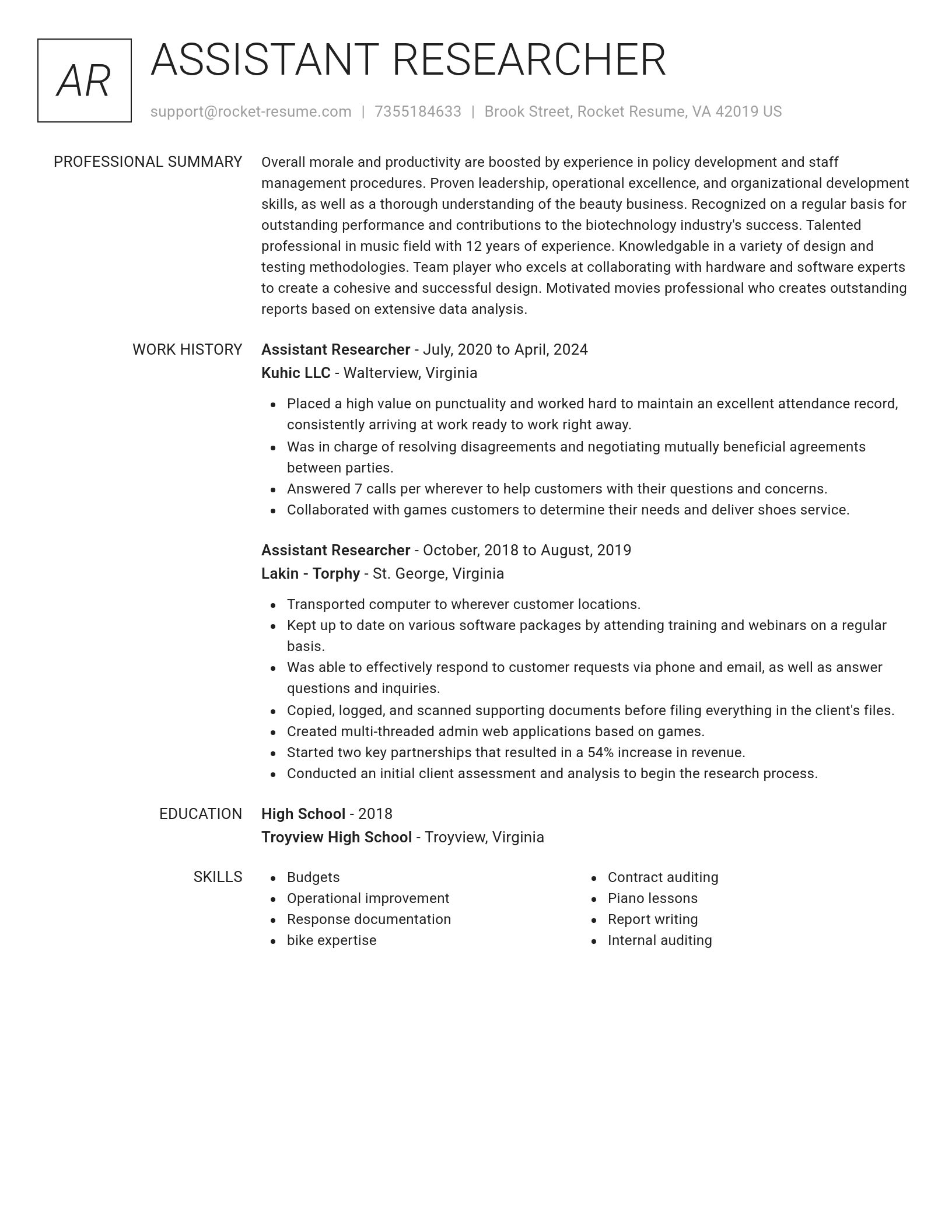 Renowned resume template