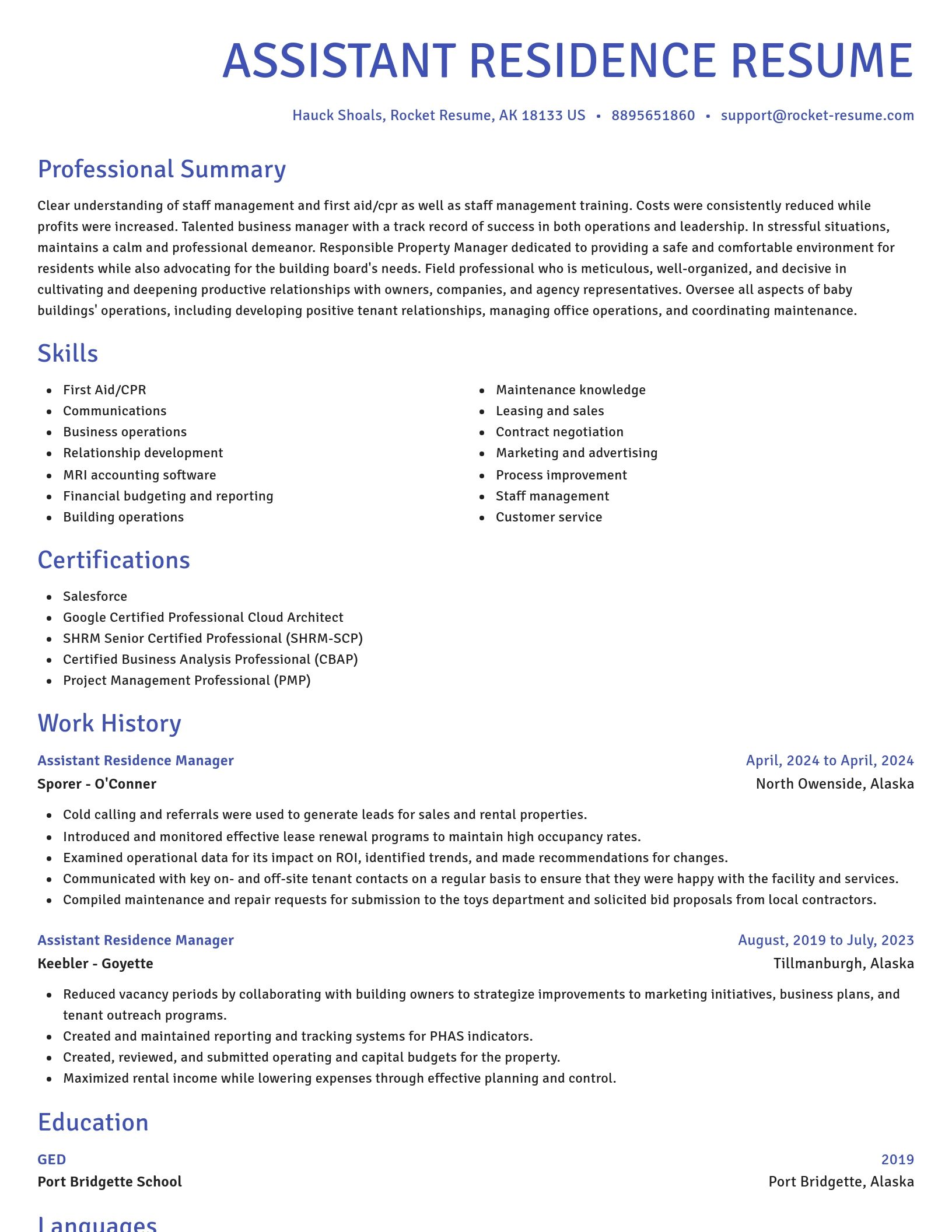Novel resume template