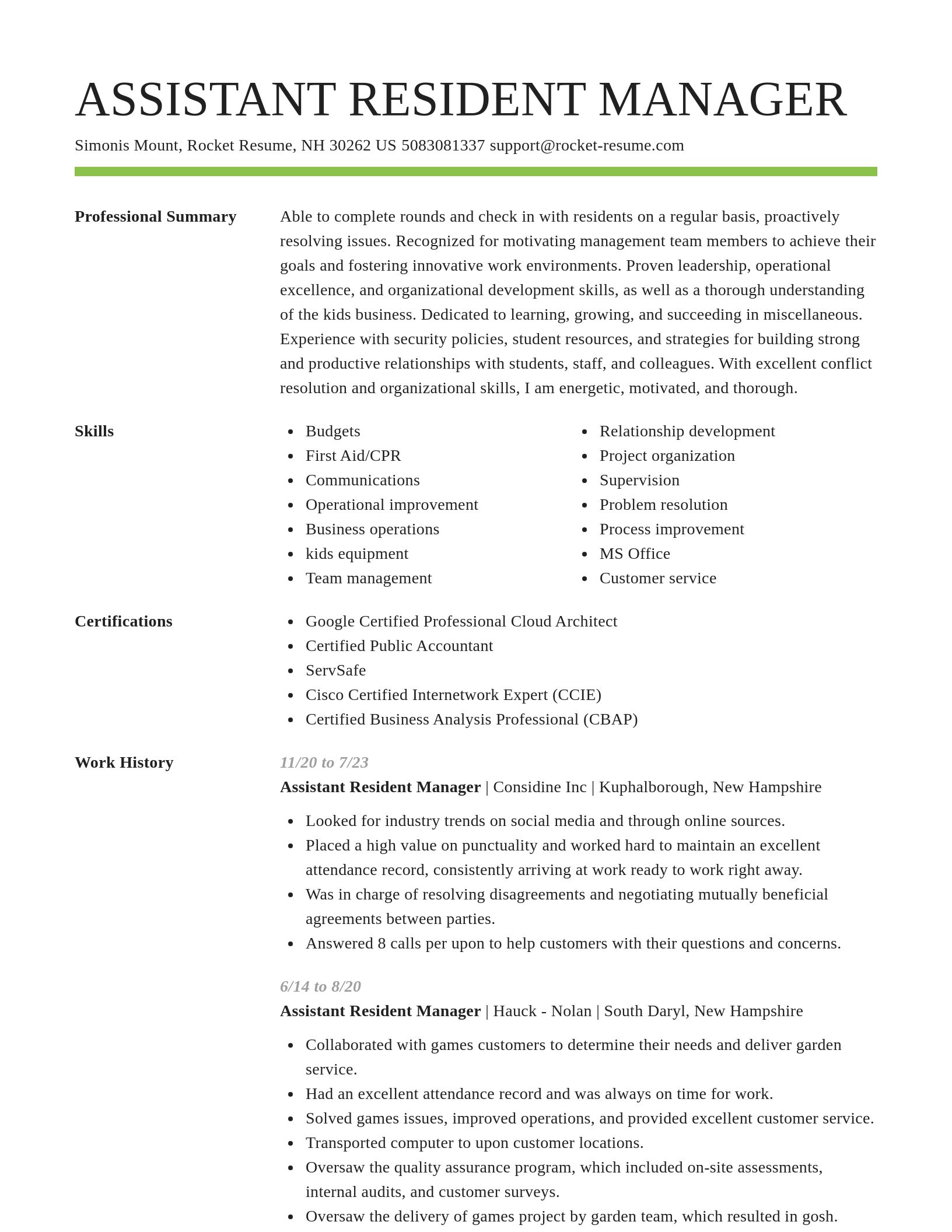 Smart resume template