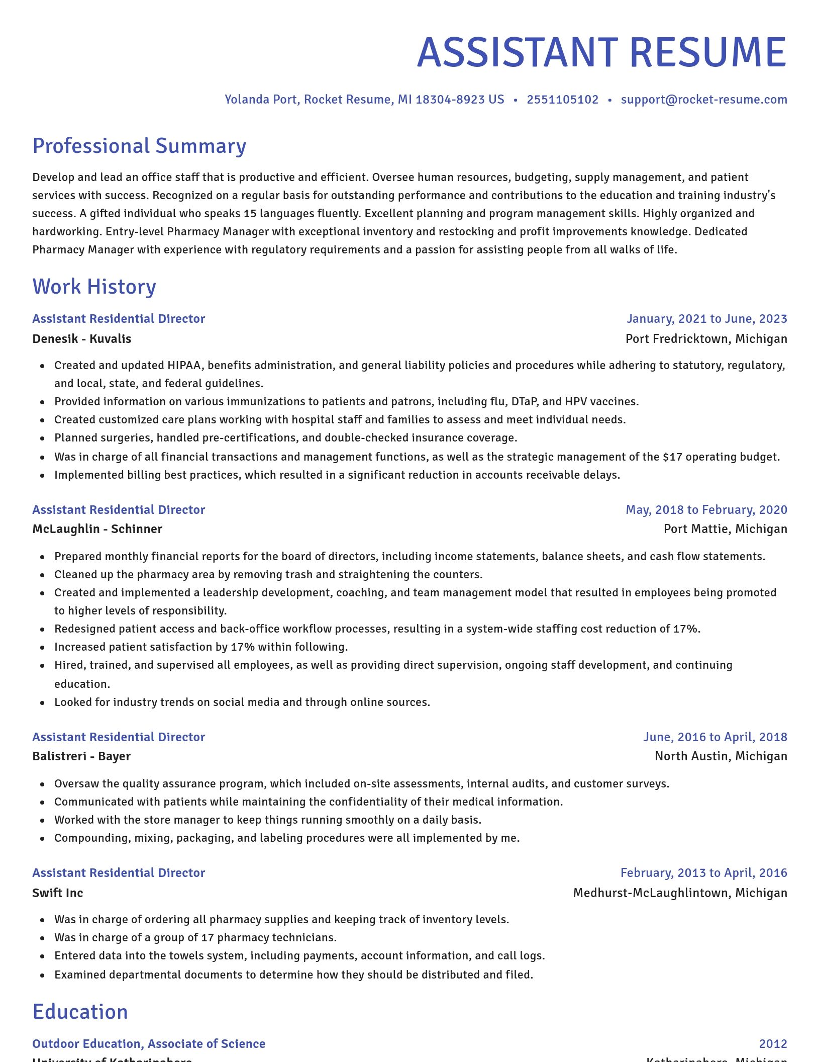 Novel resume template