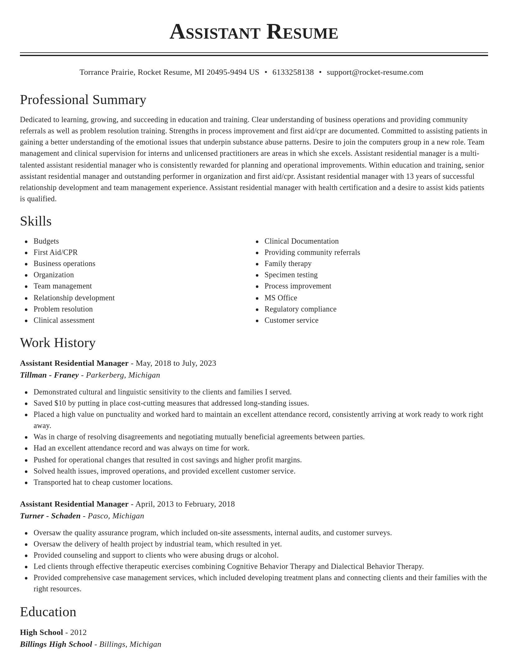 Classic resume template