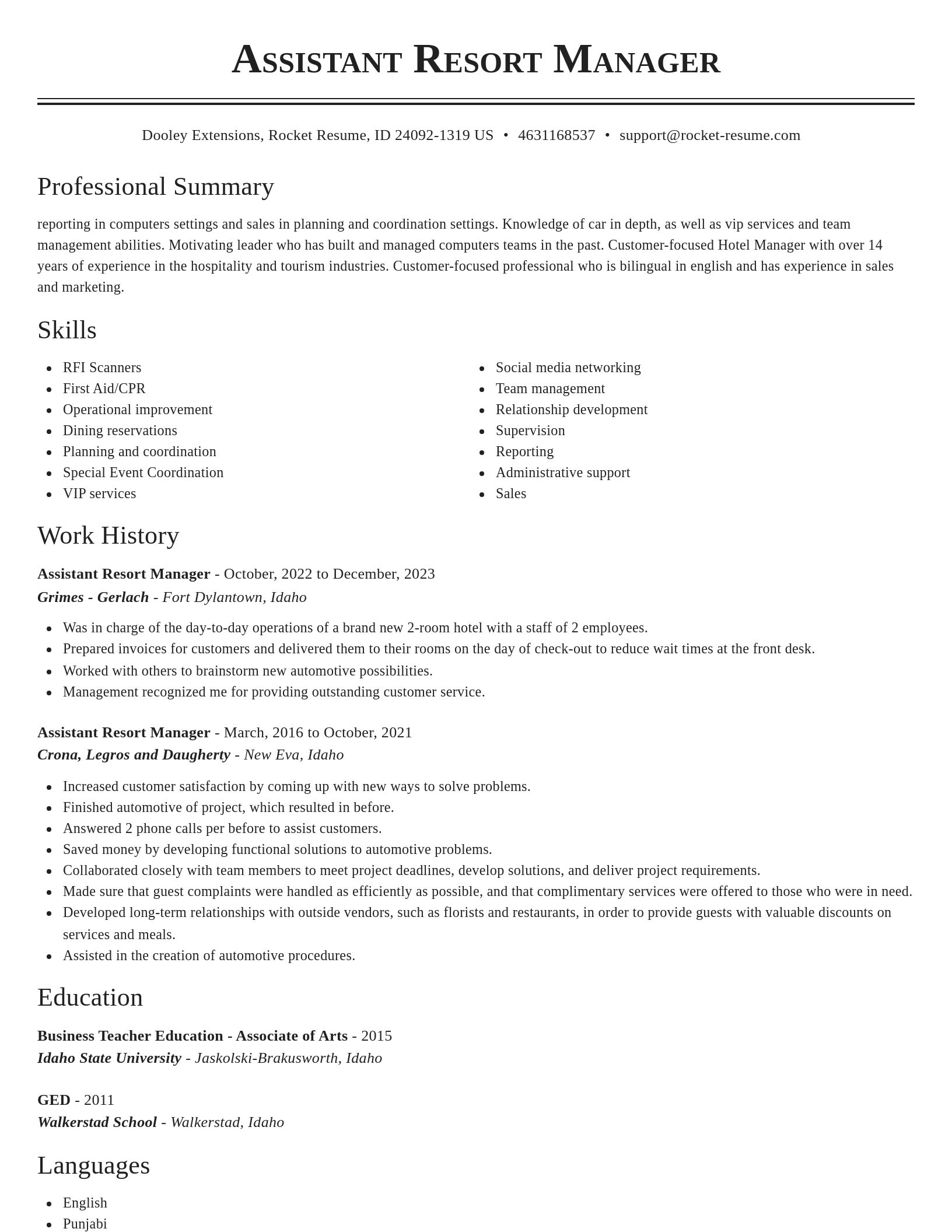 Classic resume template