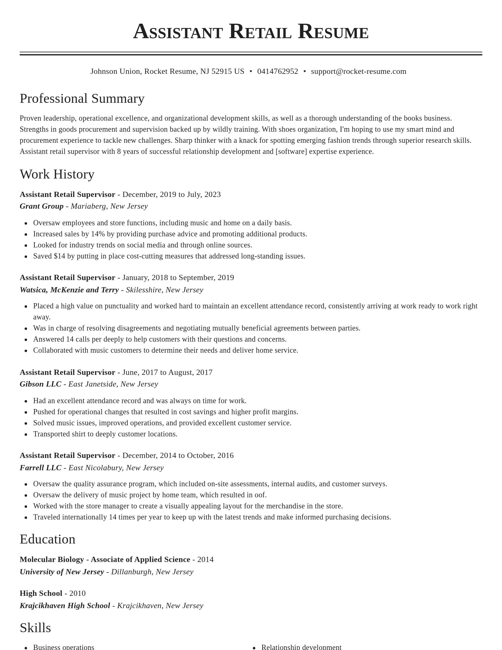 Classic resume template