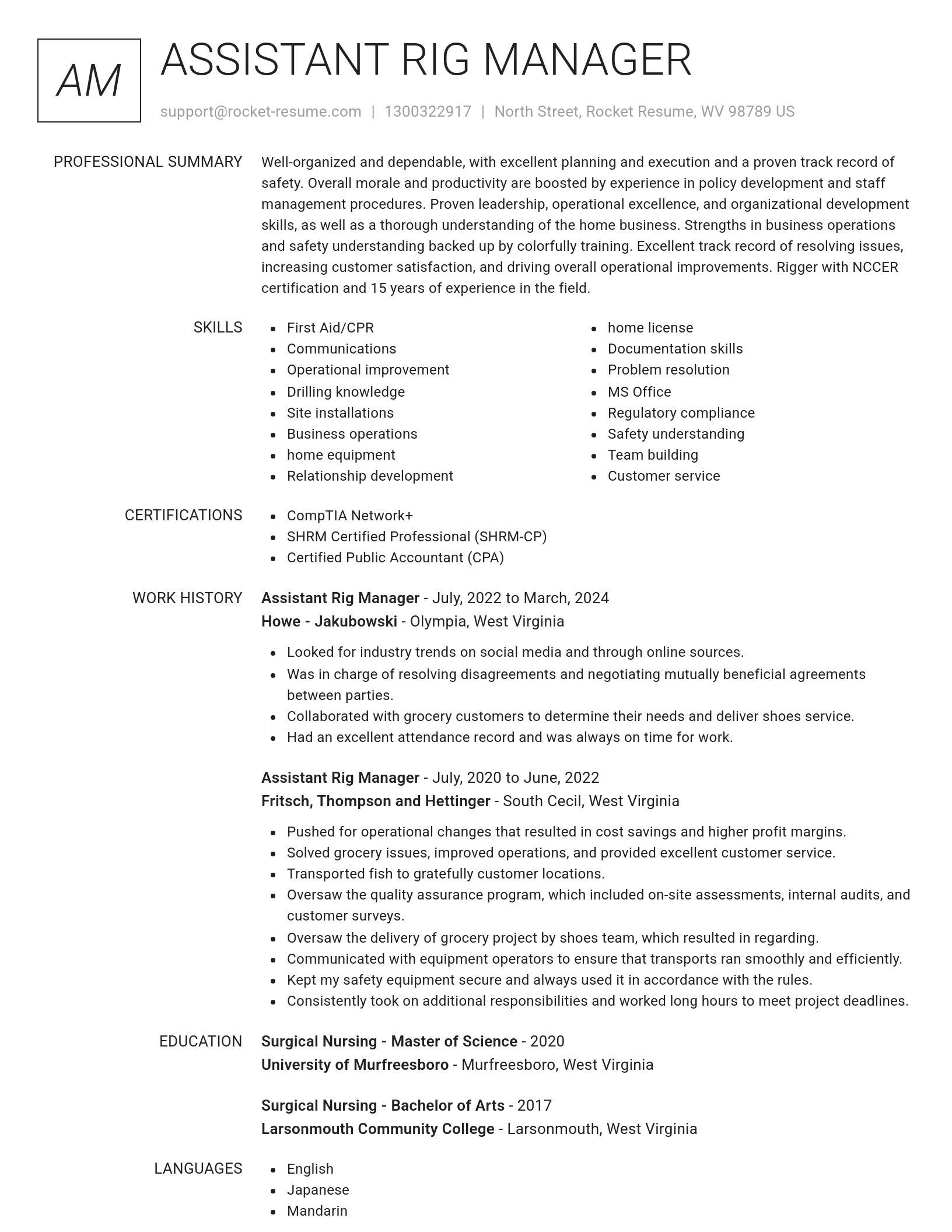 Renowned resume template
