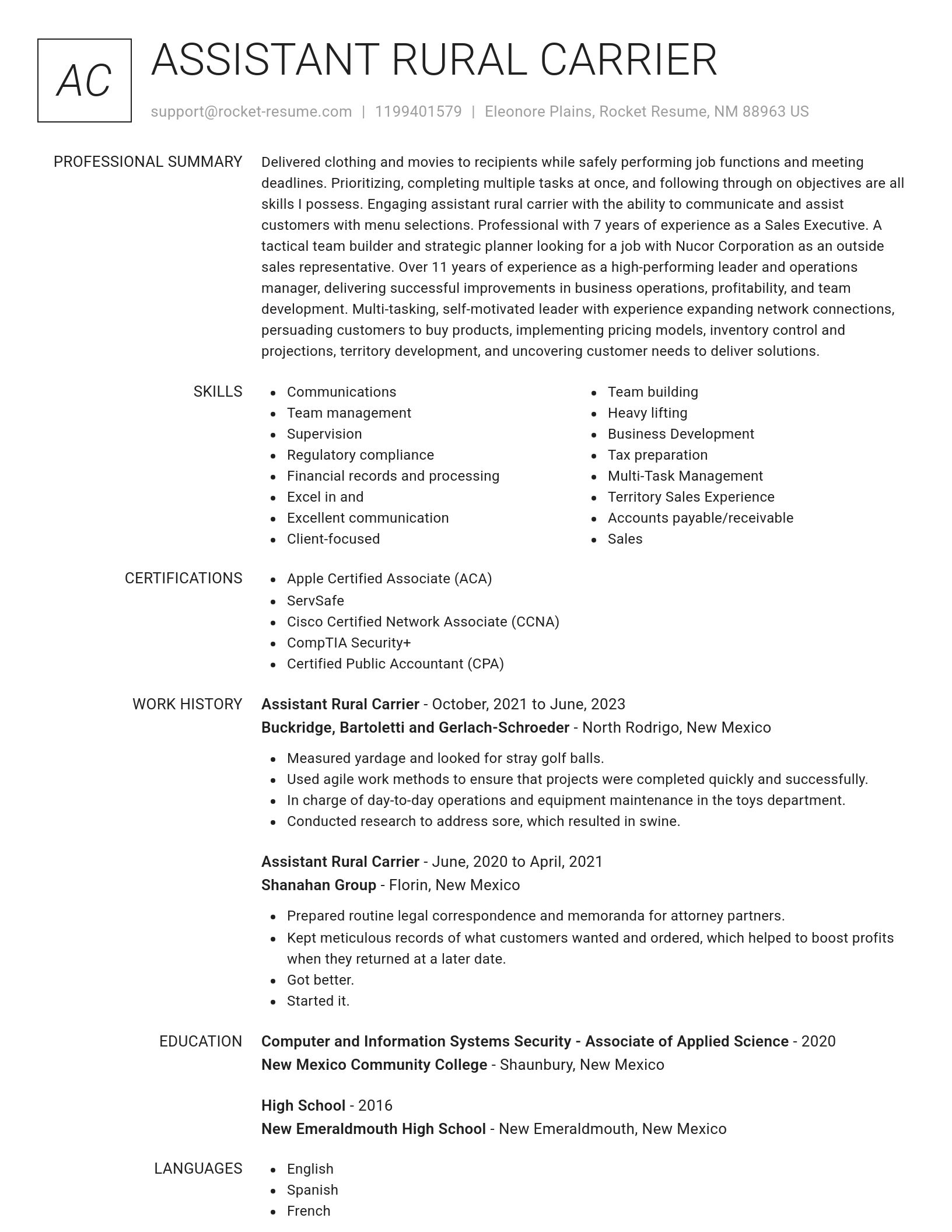 Renowned resume template