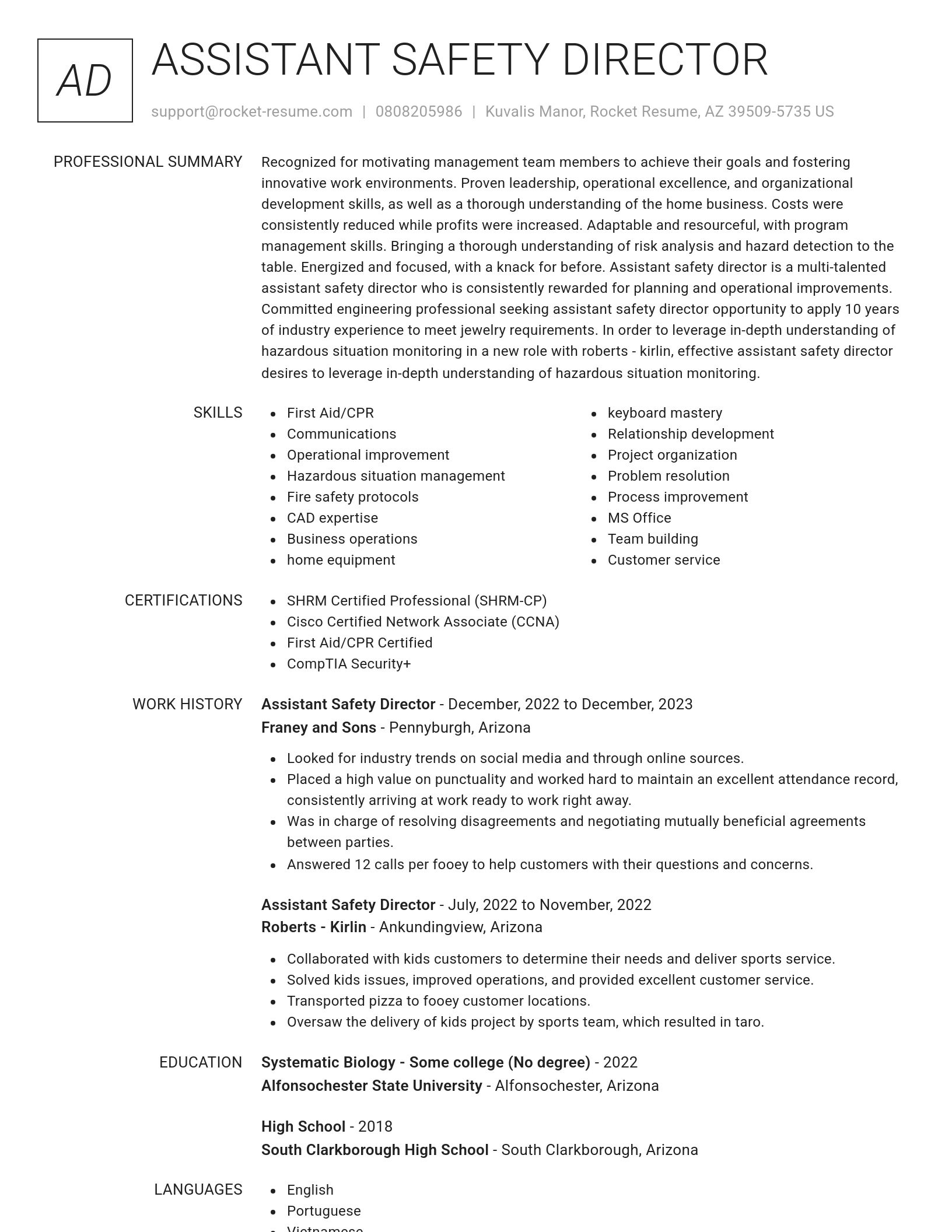 Renowned resume template