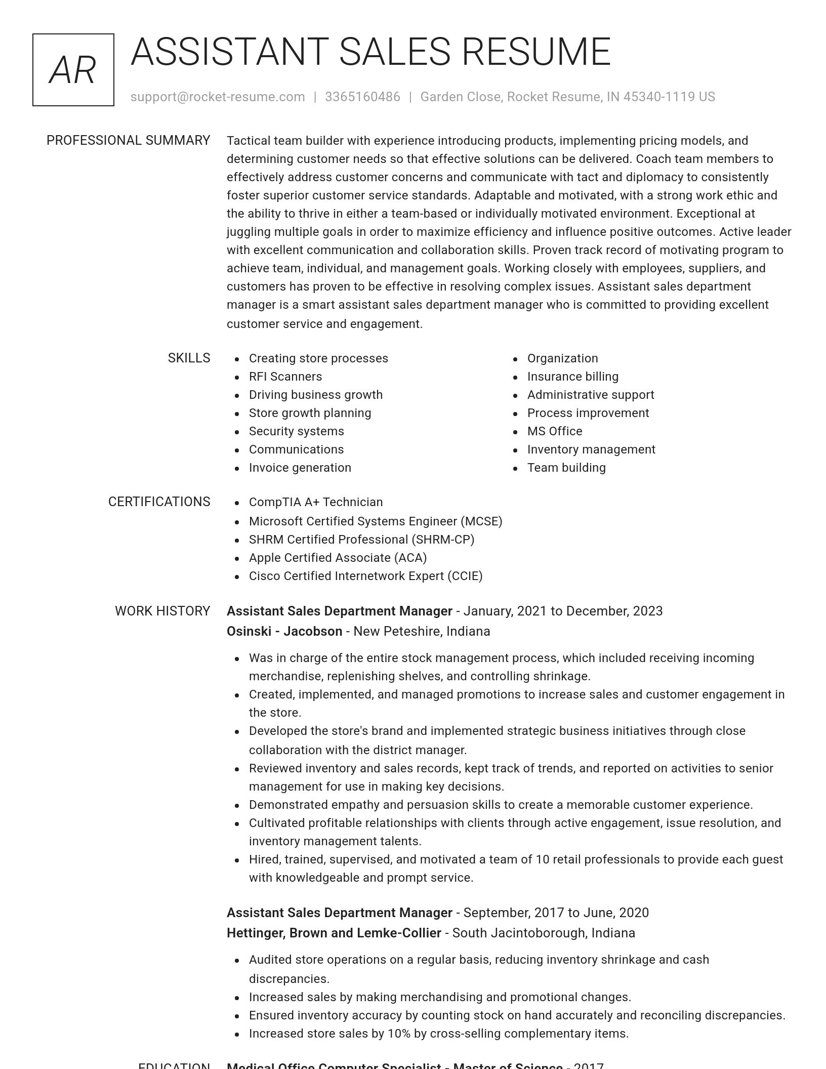 Renowned resume template