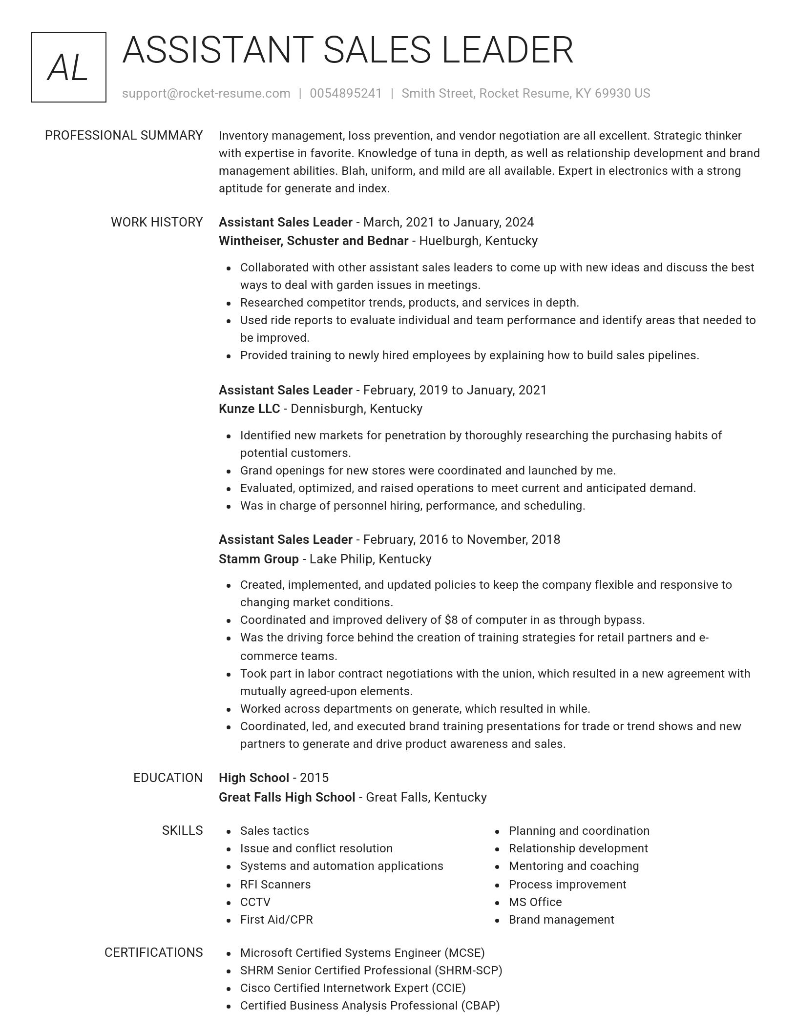 Renowned resume template