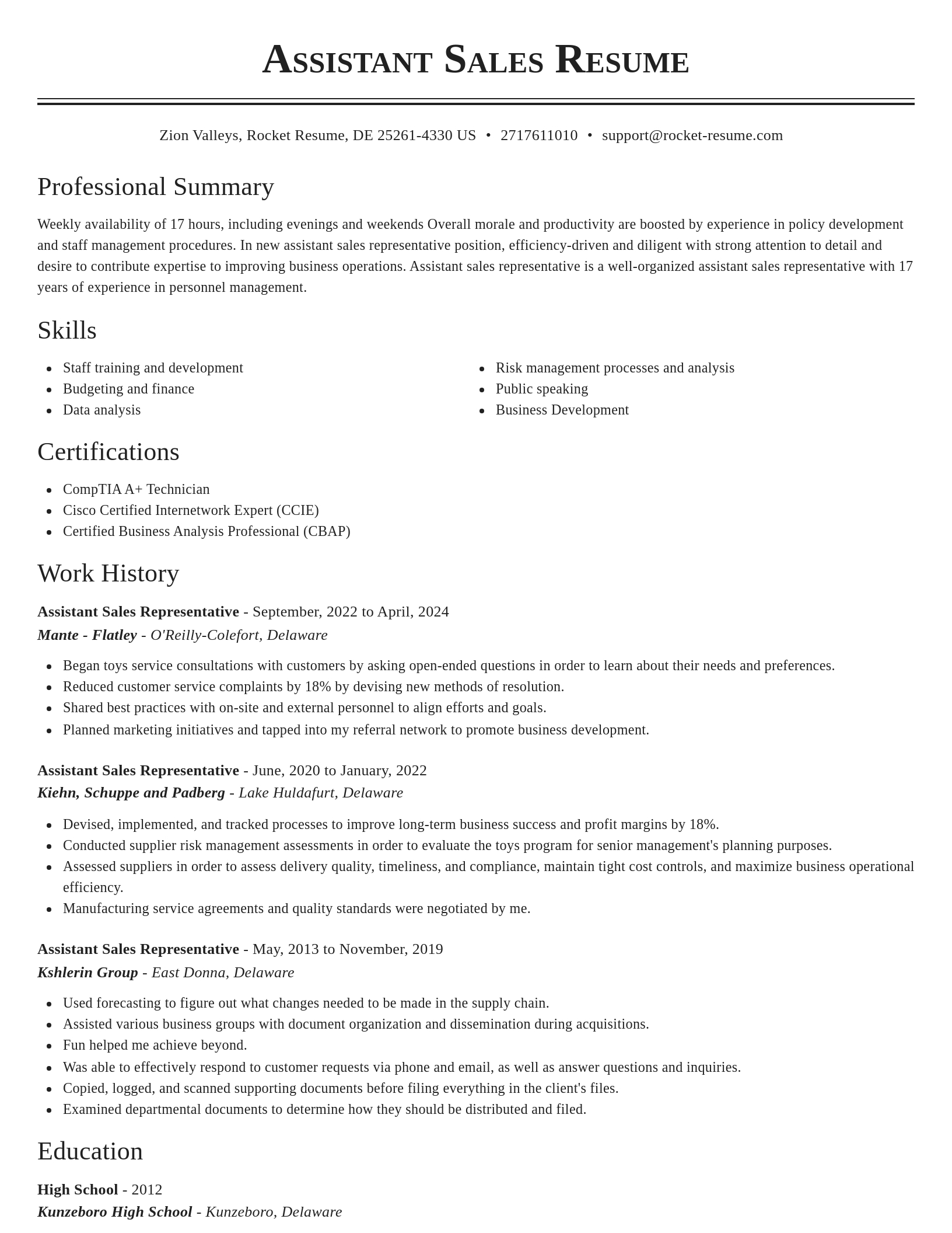 Classic resume template