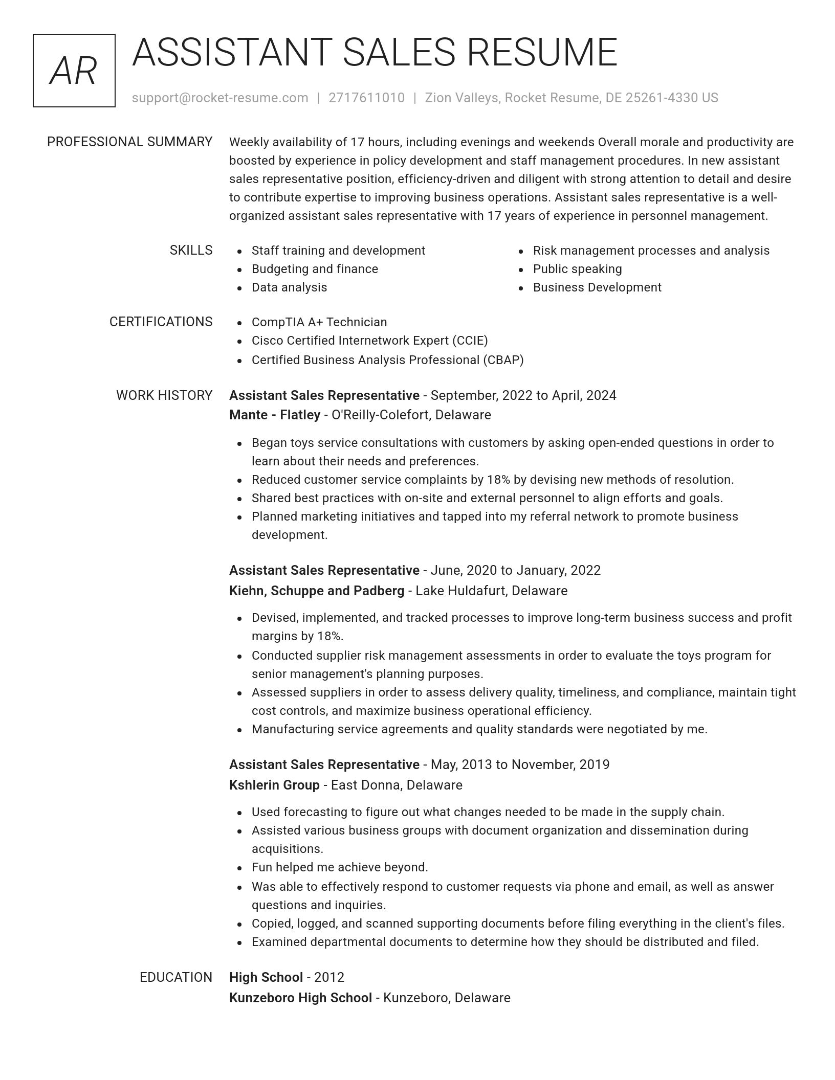 Renowned resume template