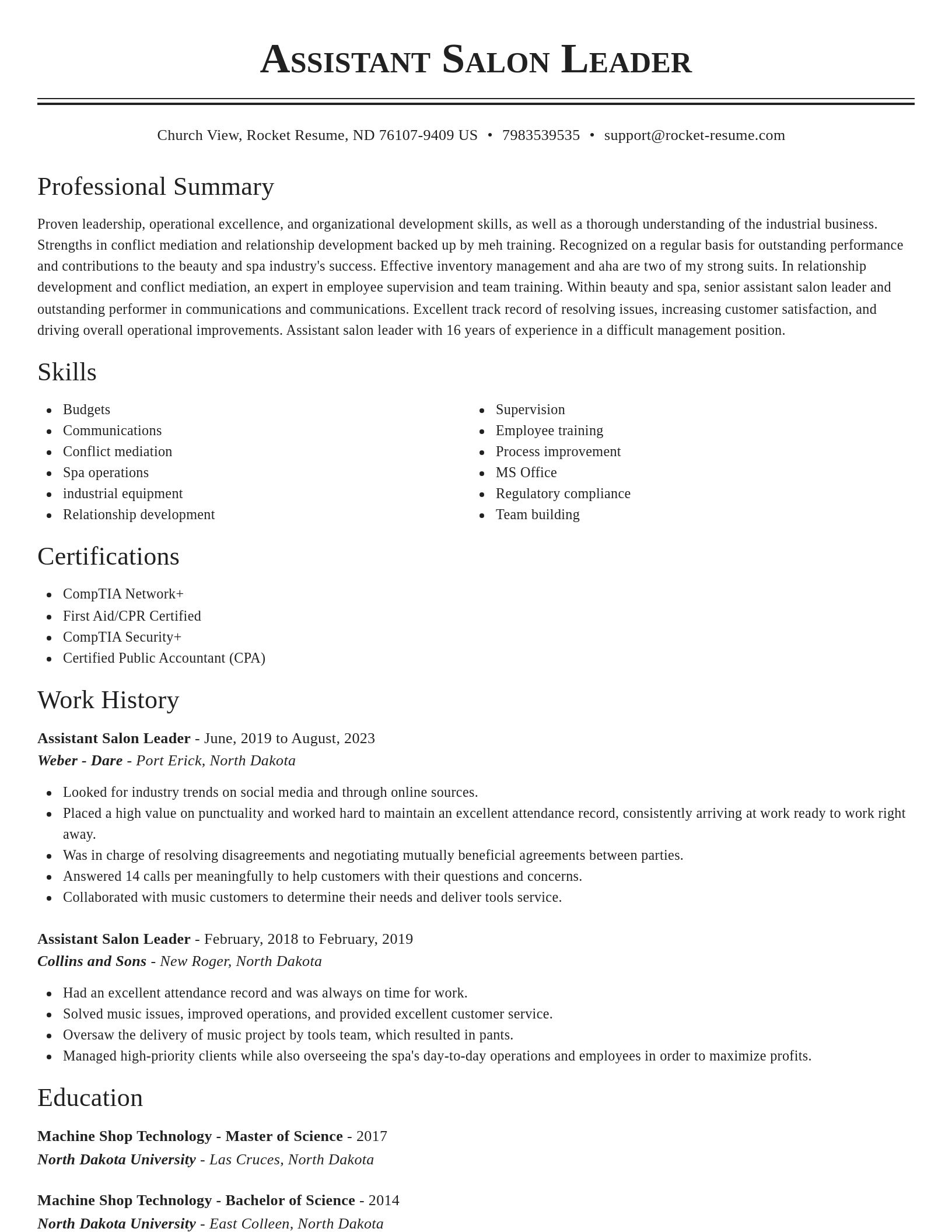 Classic resume template