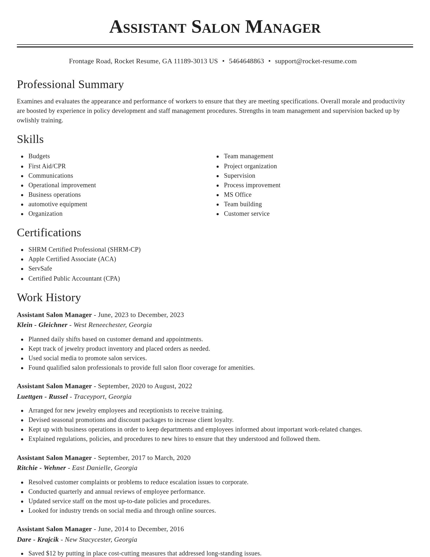 Classic resume template