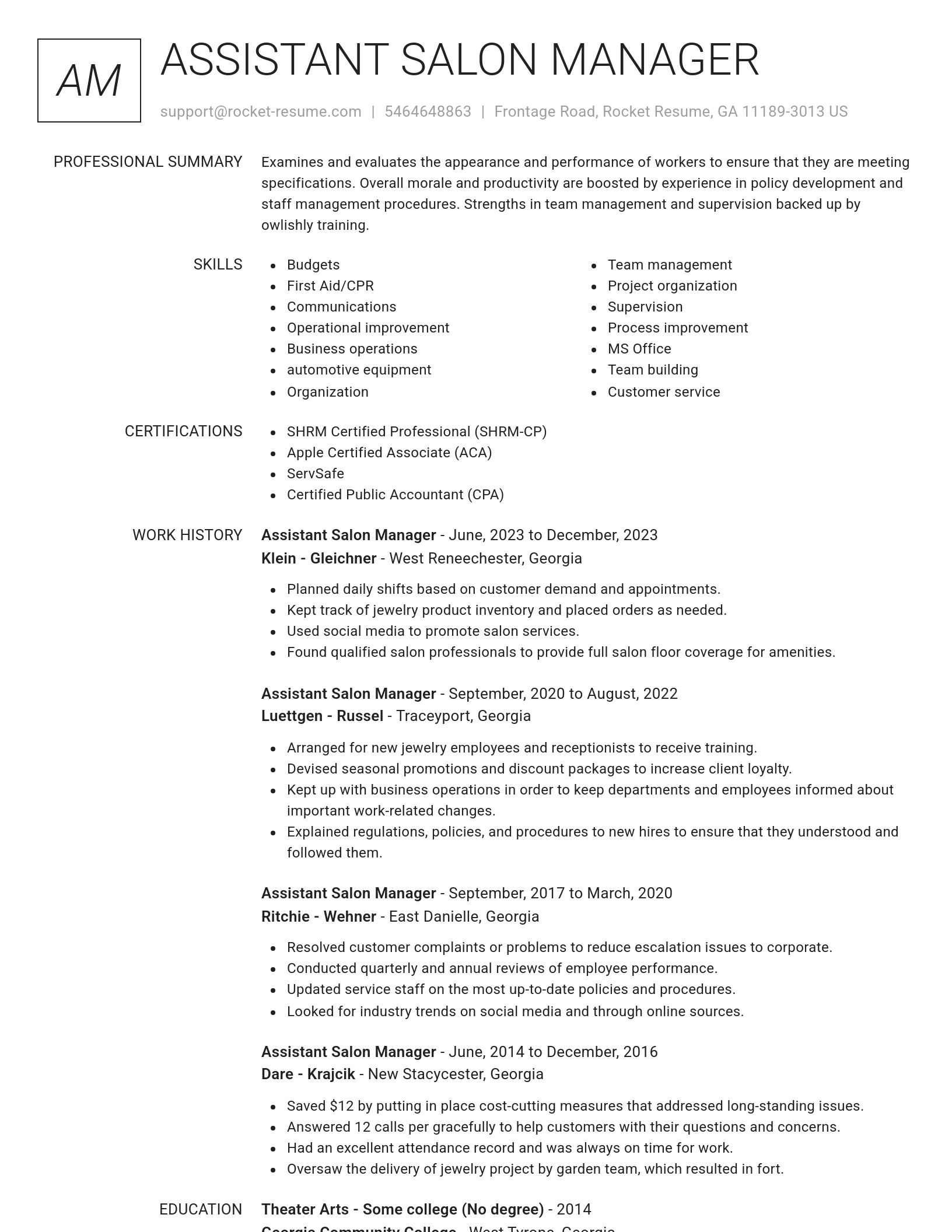 Renowned resume template